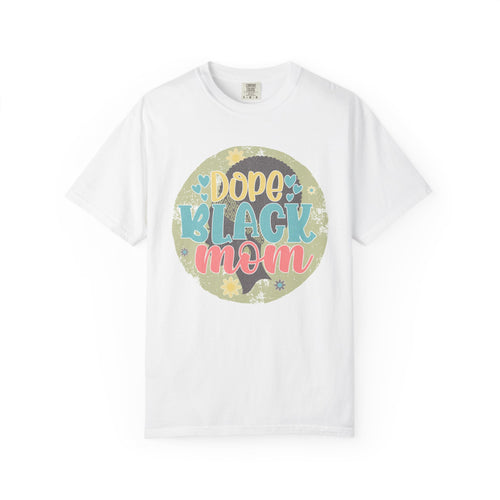 Dope Black Mom Textured T-Shirt — Floral Retro Graphic Tee for Moms