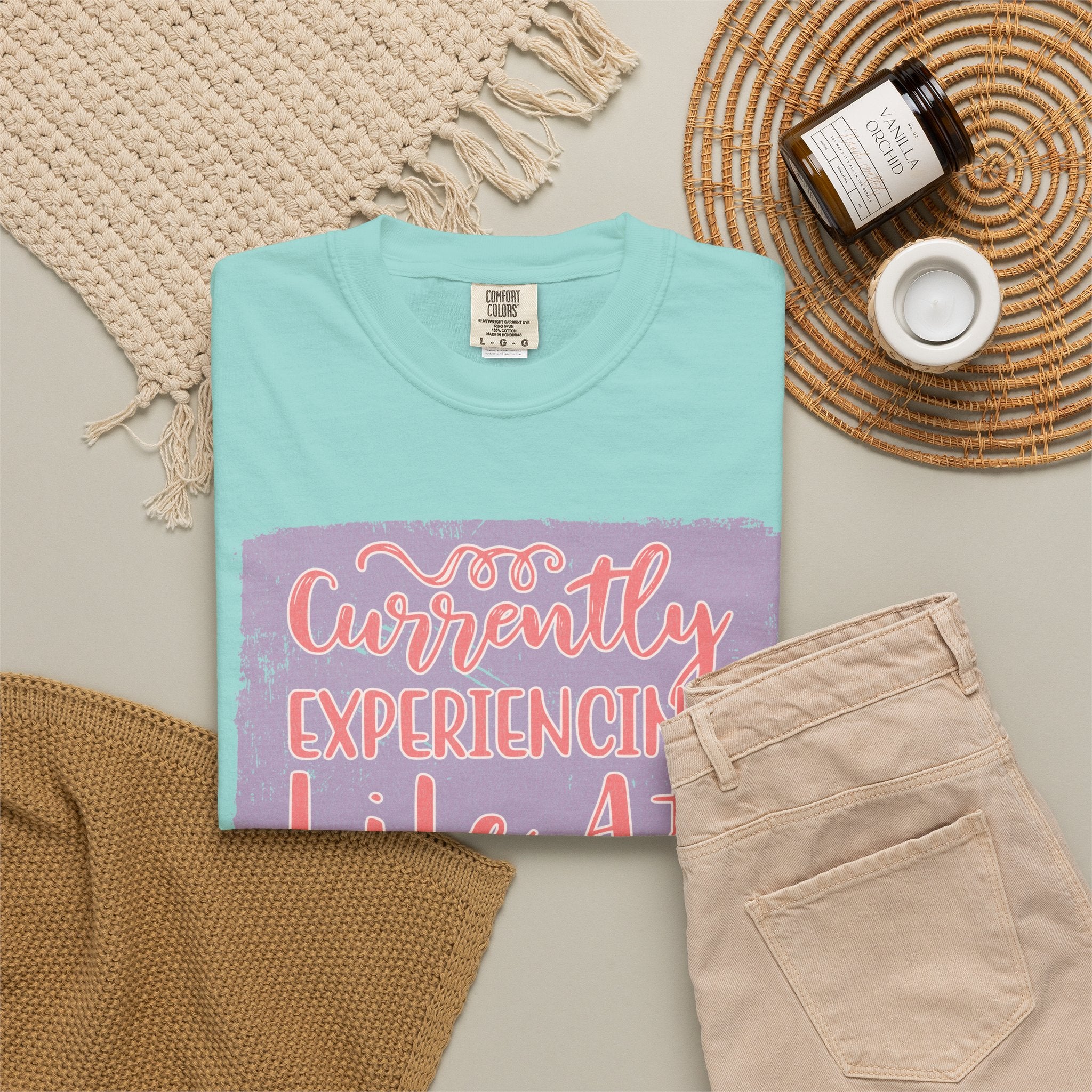 Textured T‑Shirt — “Currently Experiencing Life at 15 WTFs Per Hour” Funny Graphic Tee