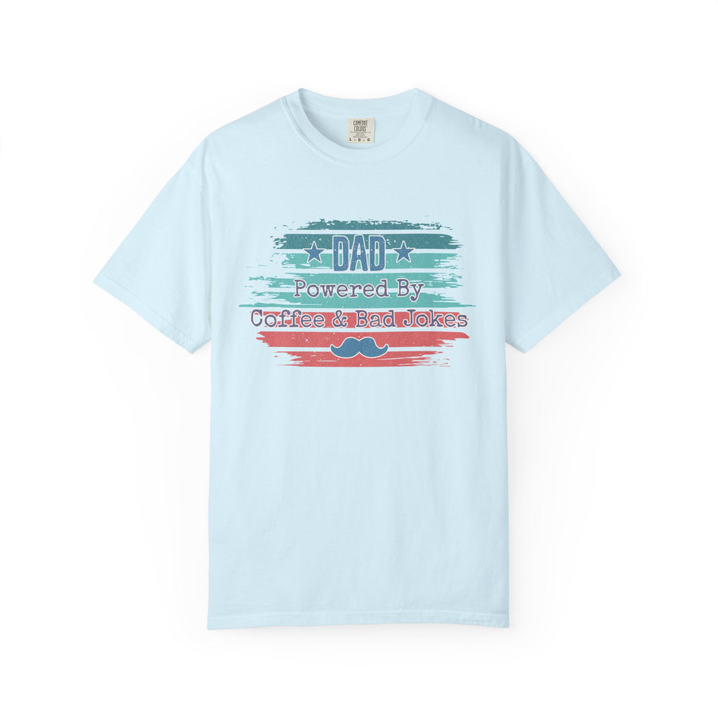 Dad "Powered by Coffee & Bad Jokers" Textured T-Shirt
