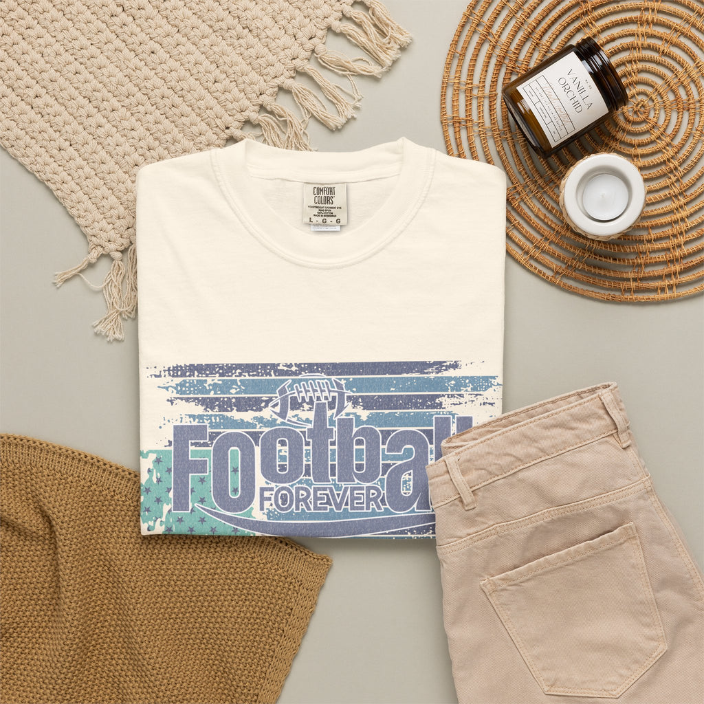 Football Forever Vintage Tee — Retro Grunge Football Graphic T-Shirt