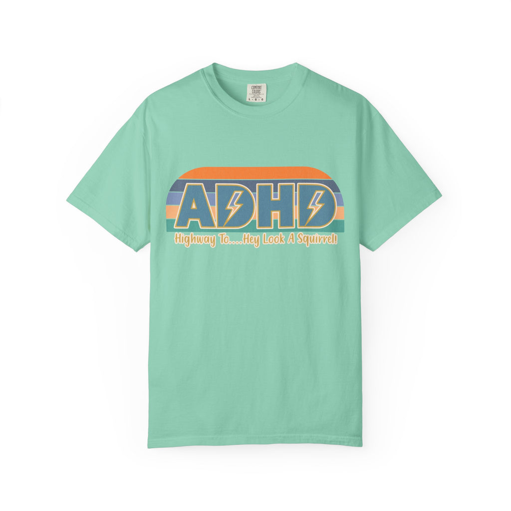ADHD Retro Stripe T‑Shirt — "Highway To... My Look A Squirrel"