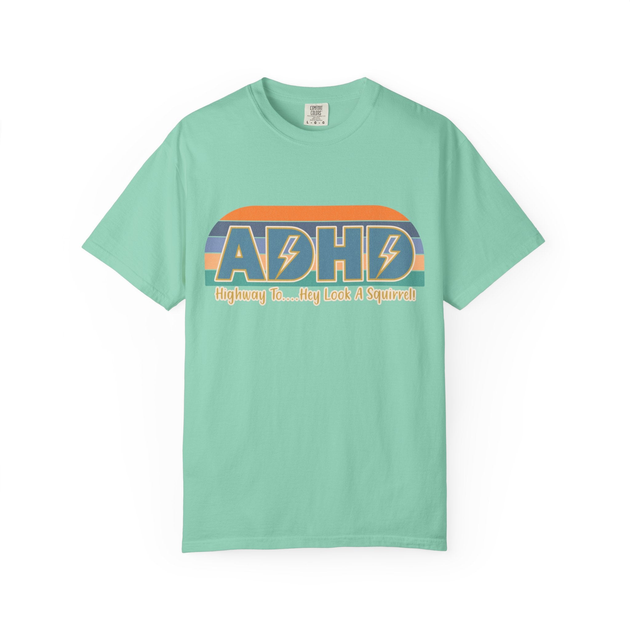 ADHD Retro Stripe T‑Shirt — "Highway To... My Look A Squirrel"