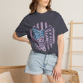 America Flag Bow Textured T-Shirt – Patriotic Floral USA Graphic Tee