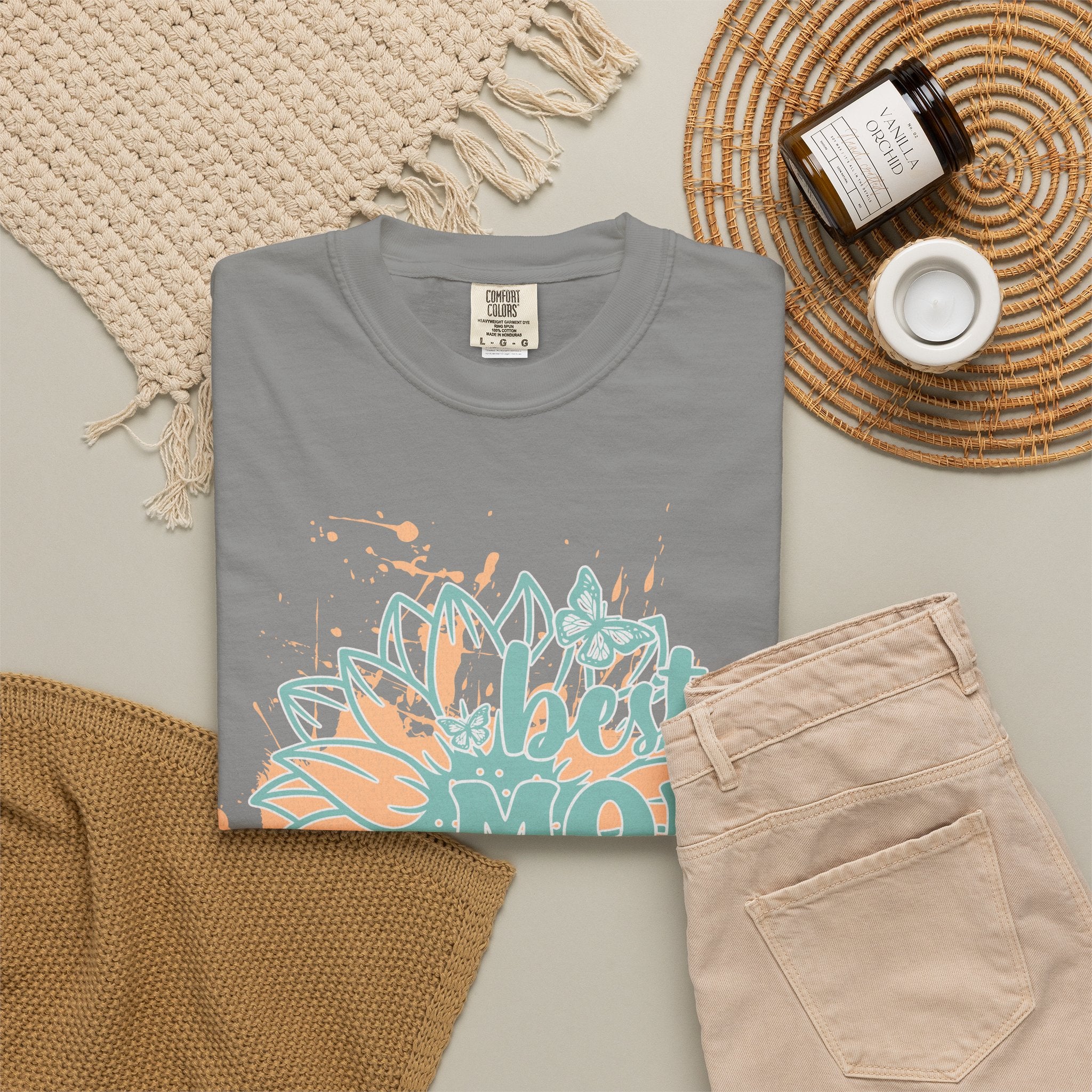 Best Mom Ever T-Shirt —Textured  Floral Sunflower Mother's Day Tee