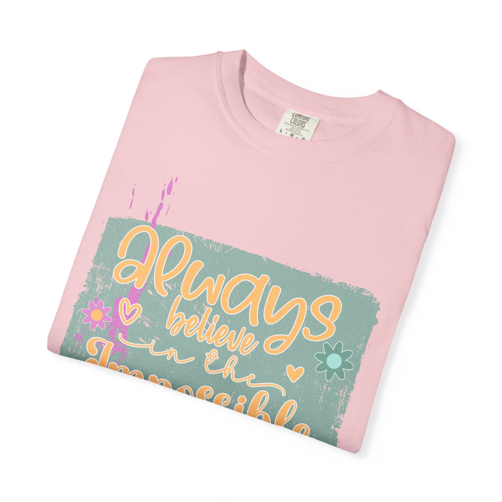 Textured Retro Believe In Impossible Unisex Garment-Dyed T-shirt
