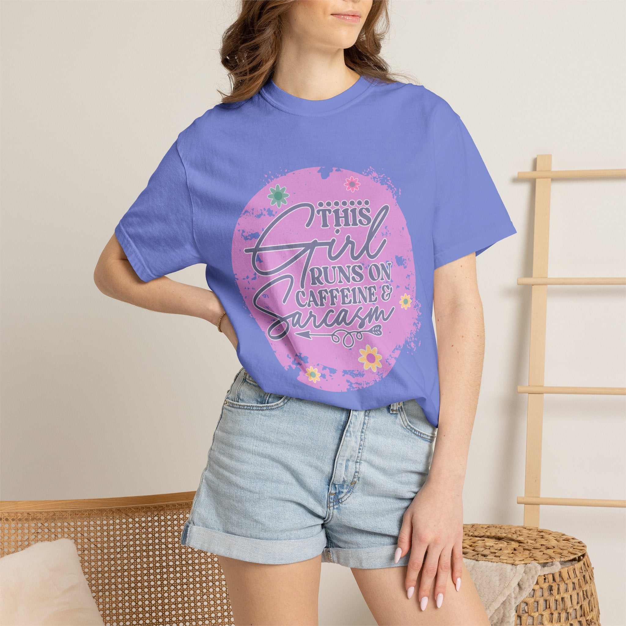 This Girl Runs on Caffeine & Sarcasm Textured T-Shirt