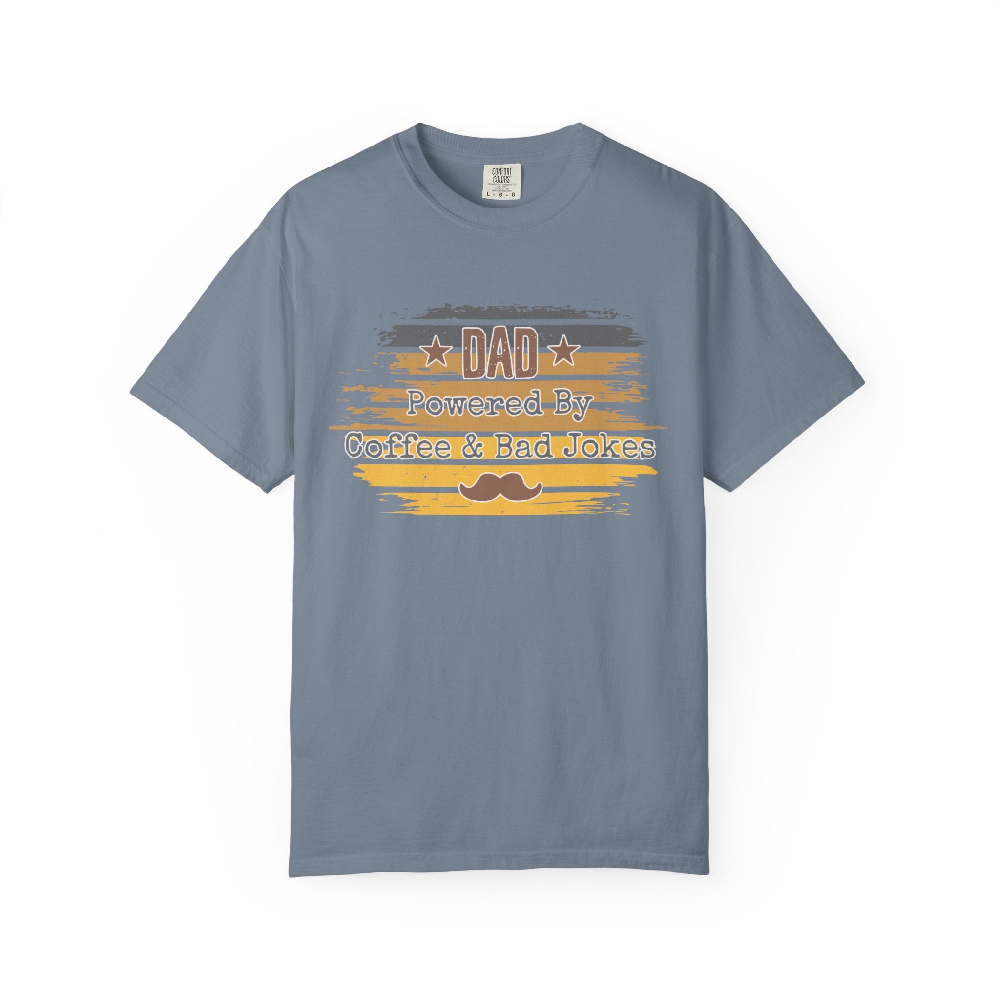 Dad Powered by Coffee & Bad Jokes Textured  T-Shirt