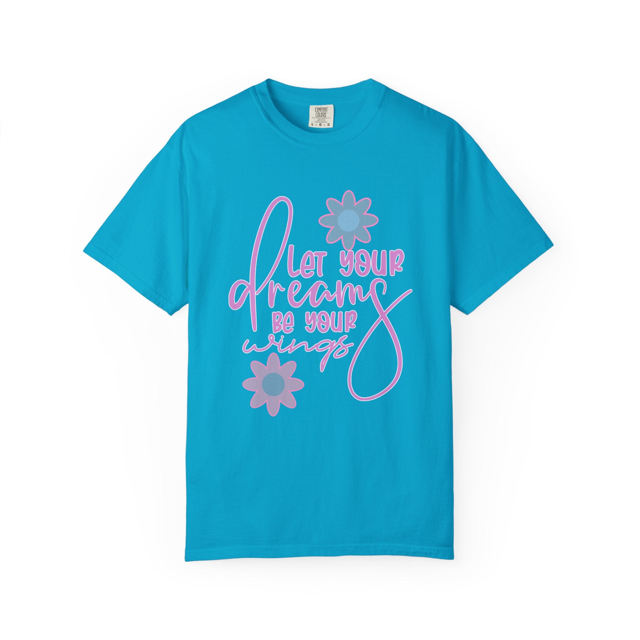 Textured Inspirational Floral Tee — "Let Your Dreams Be Your Wings"