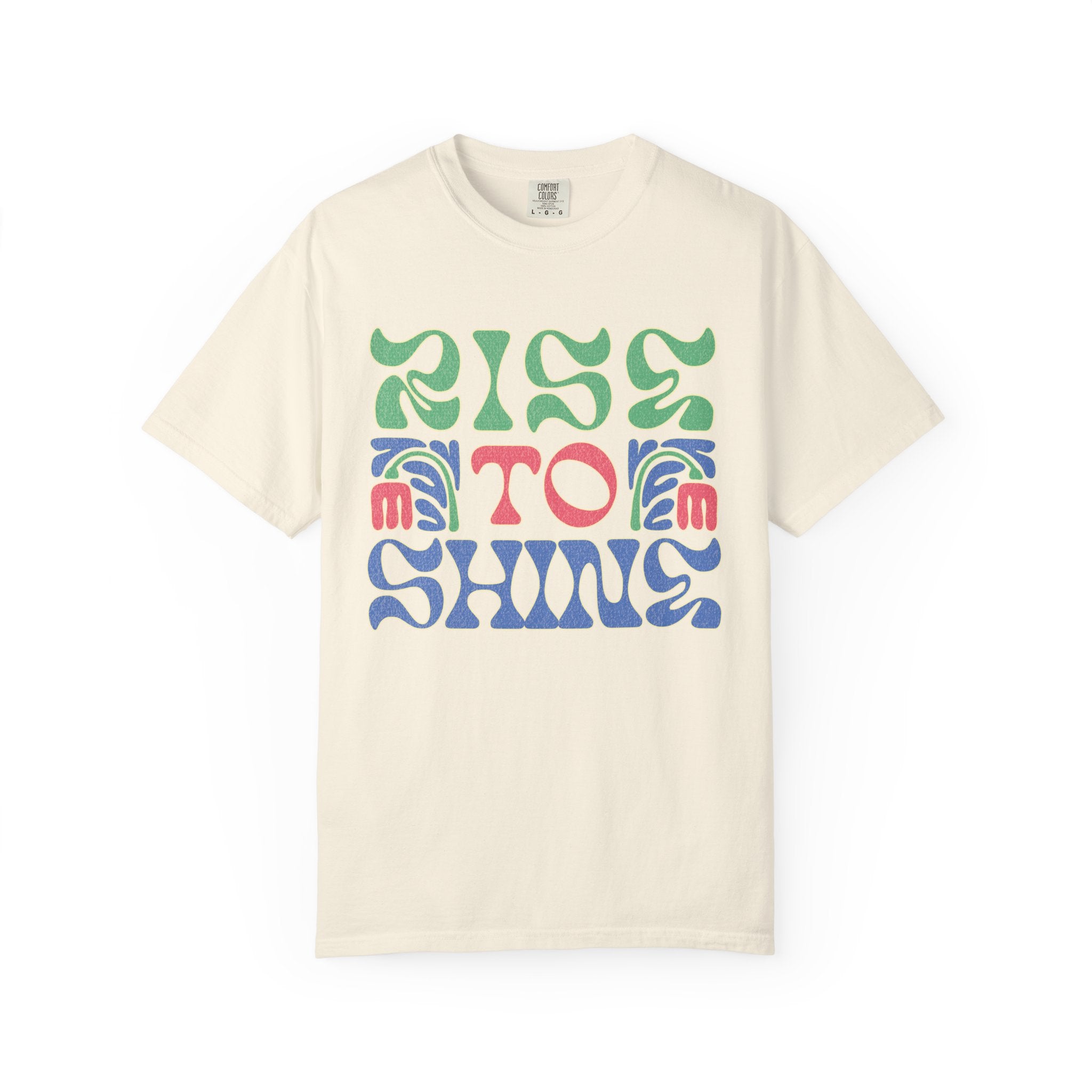 Textured Rise to Shine T-shirt | Retro Psychedelic Lettering