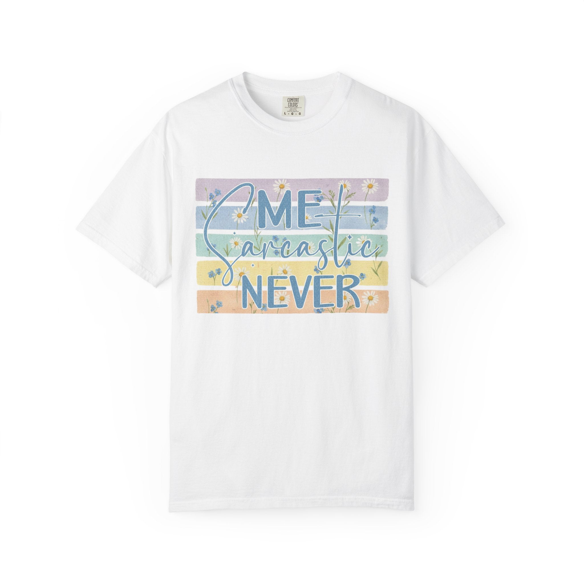 Textured Me? Sarcastic Never T-Shirt — Pastel Striped Funny Tee