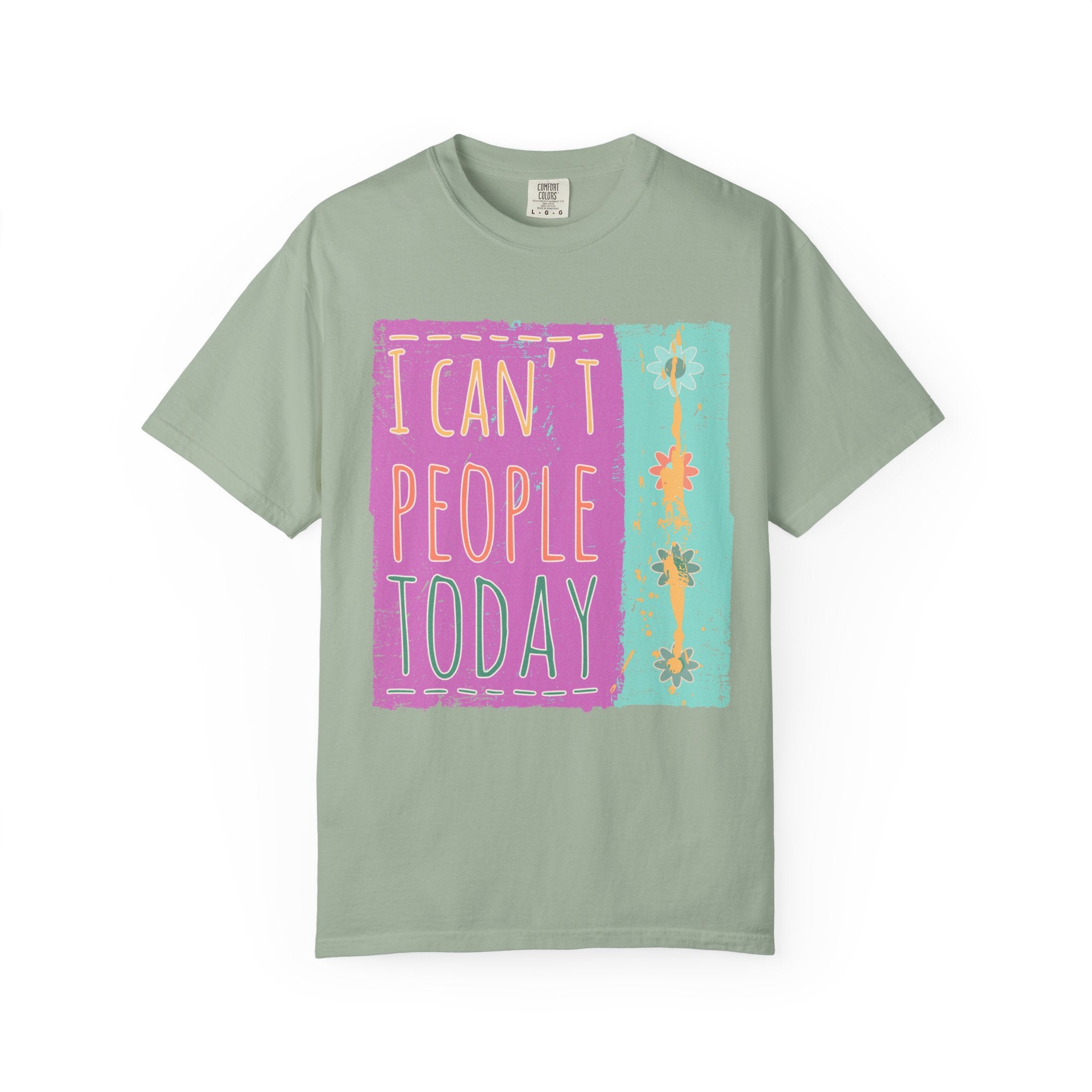 Textured I Can't People Today T-Shirt — Funny Introvert Graphic Tee