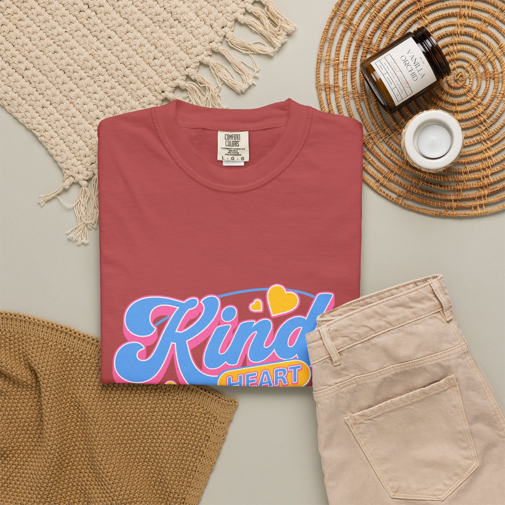 Textured Kind Heart T-Shirt — Retro Script Hearts Tee
