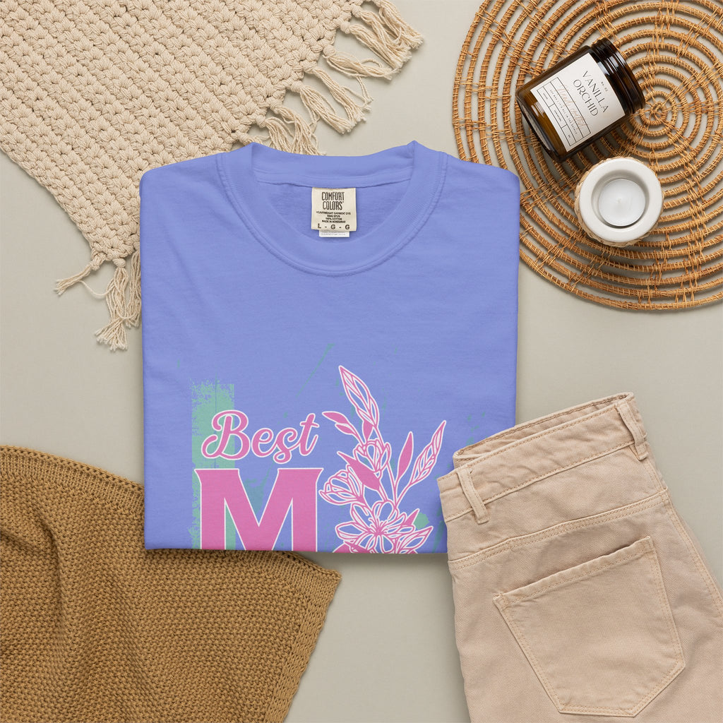 Best Mom Floral T-Shirt — Textured Mother's Day Gift Tee