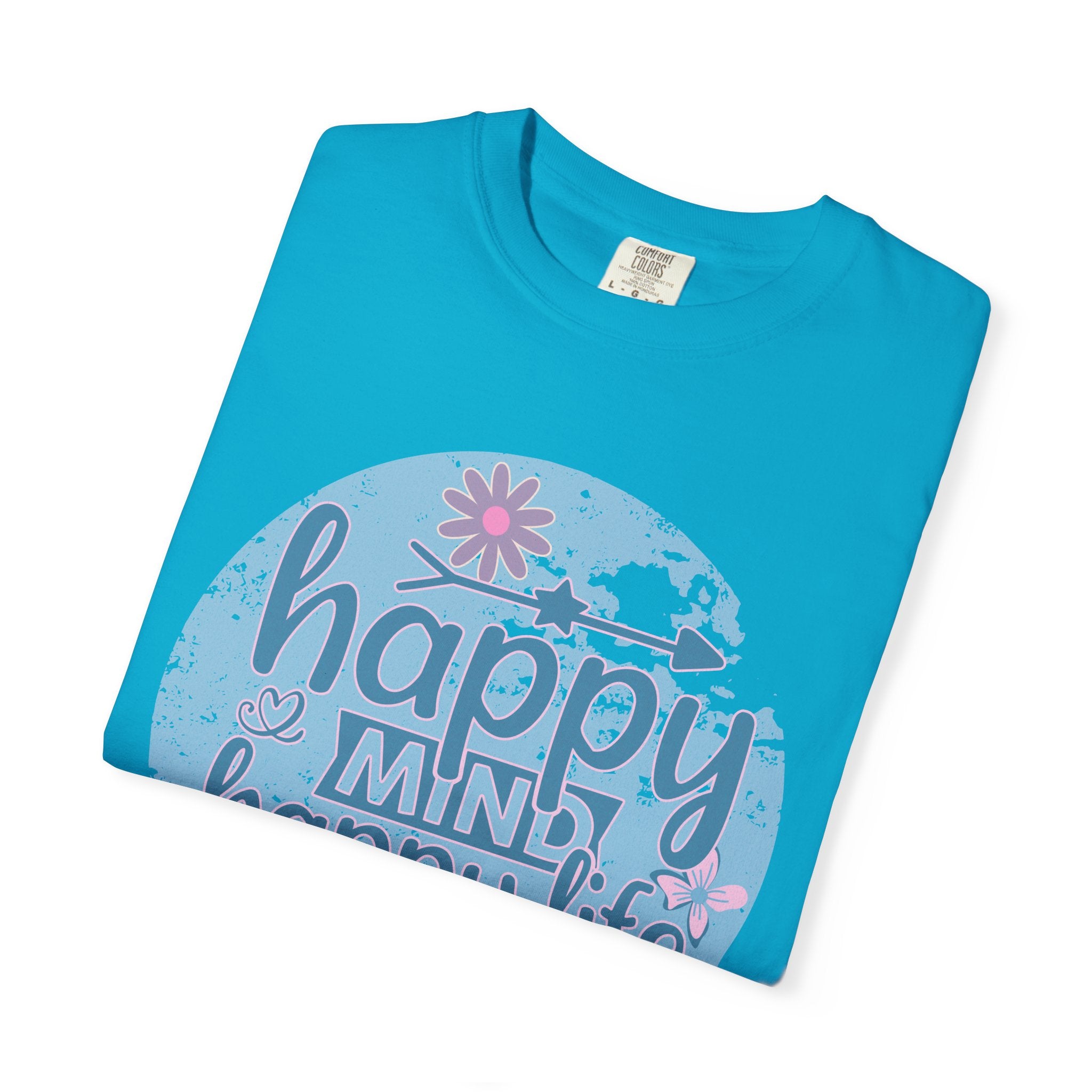 Happy Mind Happy Life Textured T-Shirt