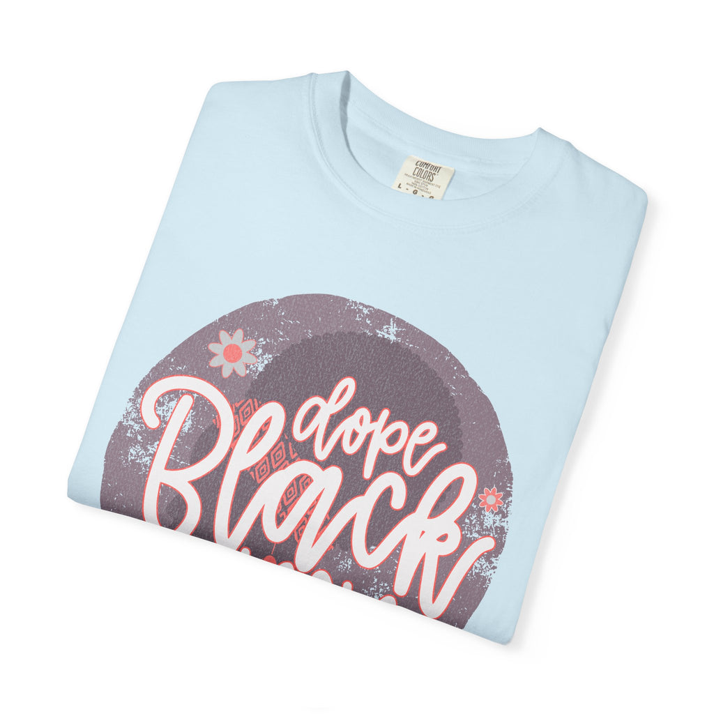 Dope Black Mom Textured T-Shirt — Floral Retro Circle Graphic for Proud Moms