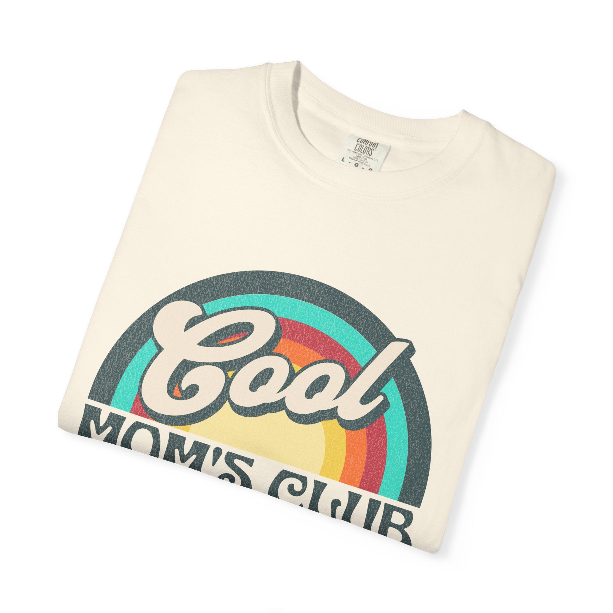 Cool Moms Club Textured T-shirt | Retro Cool Moms Club Rainbow