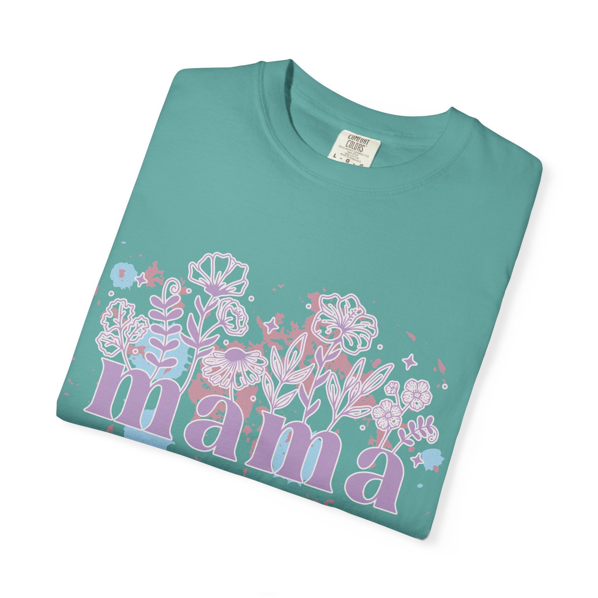 Mama Floral Splash Textured Tee — Pastel Garden Mother's Day T-Shirt