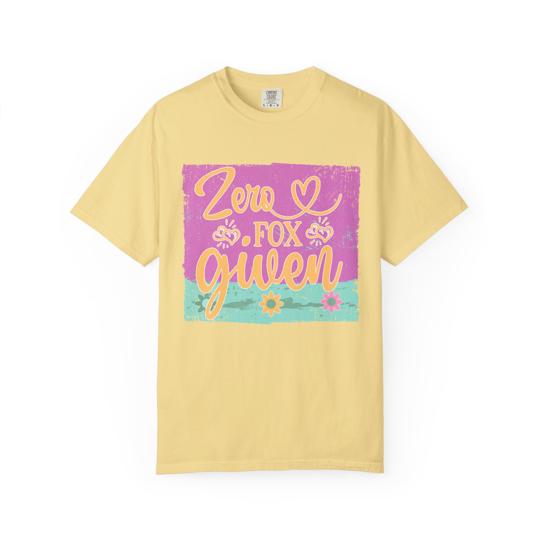 Textured T-Shirt — "Zero Fox Given" Retro Floral Graphic Tee