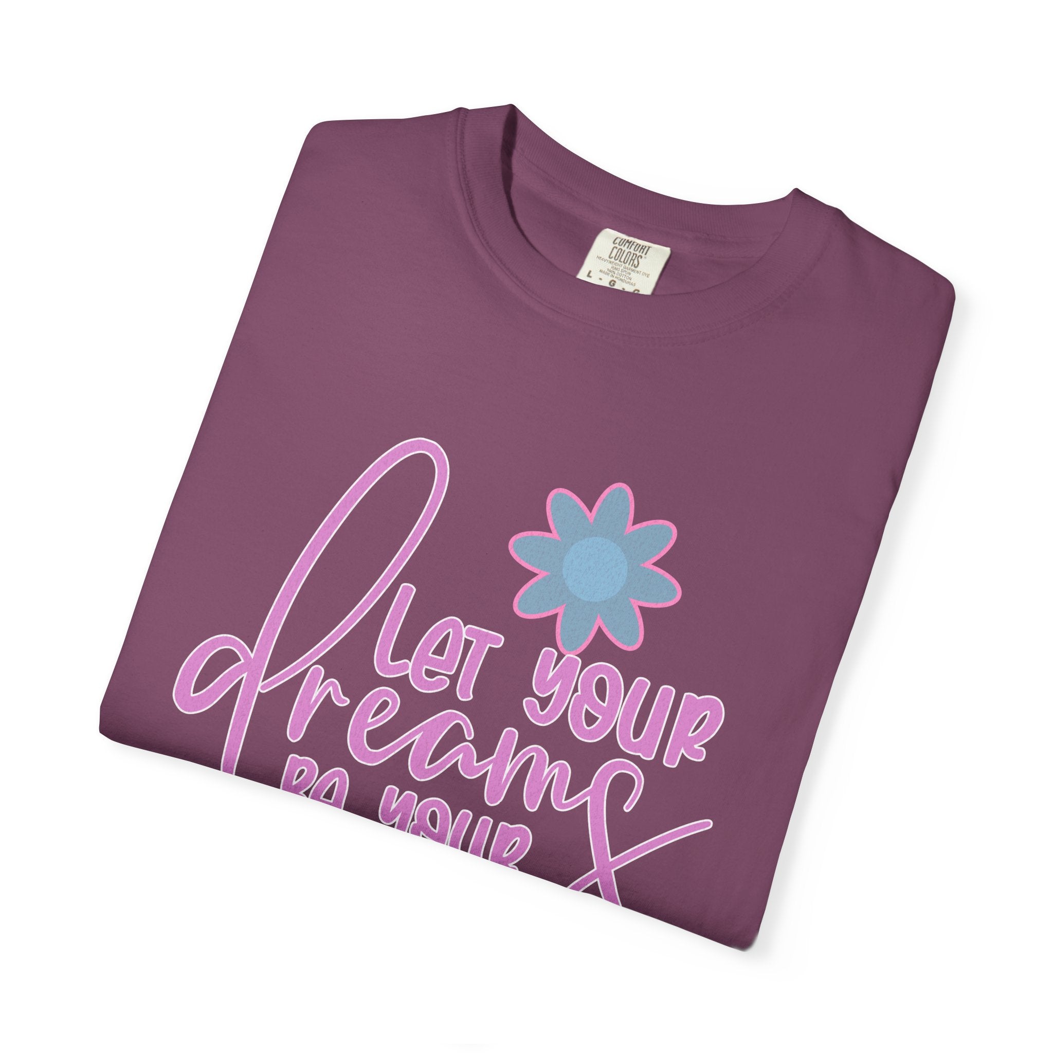 Textured Inspirational Floral Tee — "Let Your Dreams Be Your Wings"