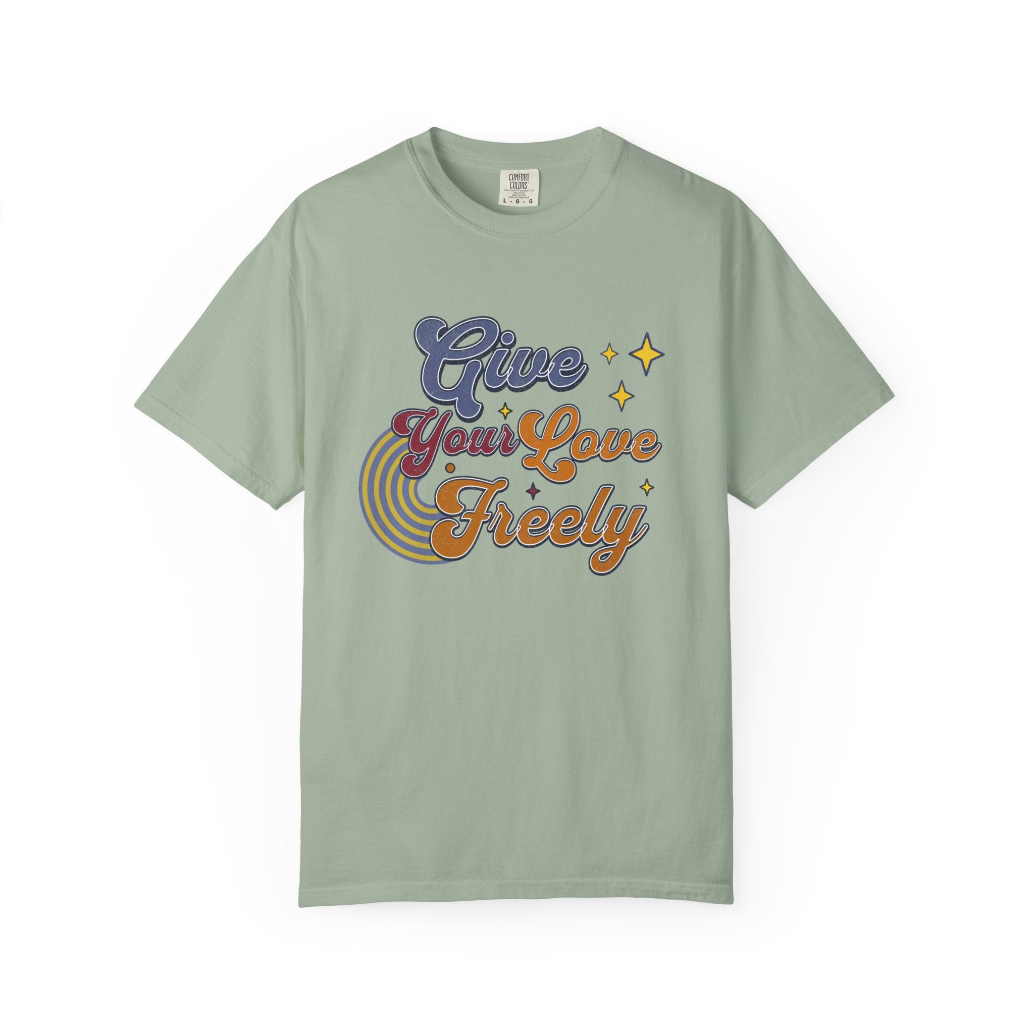 Textured Give Your Love Freely Retro Graphic T-Shirt