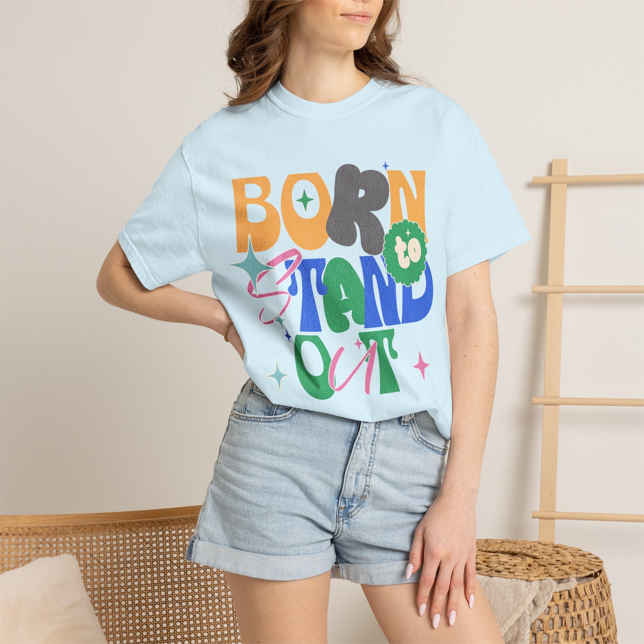 Born to Stand Out Graphic Textured T-Shirt