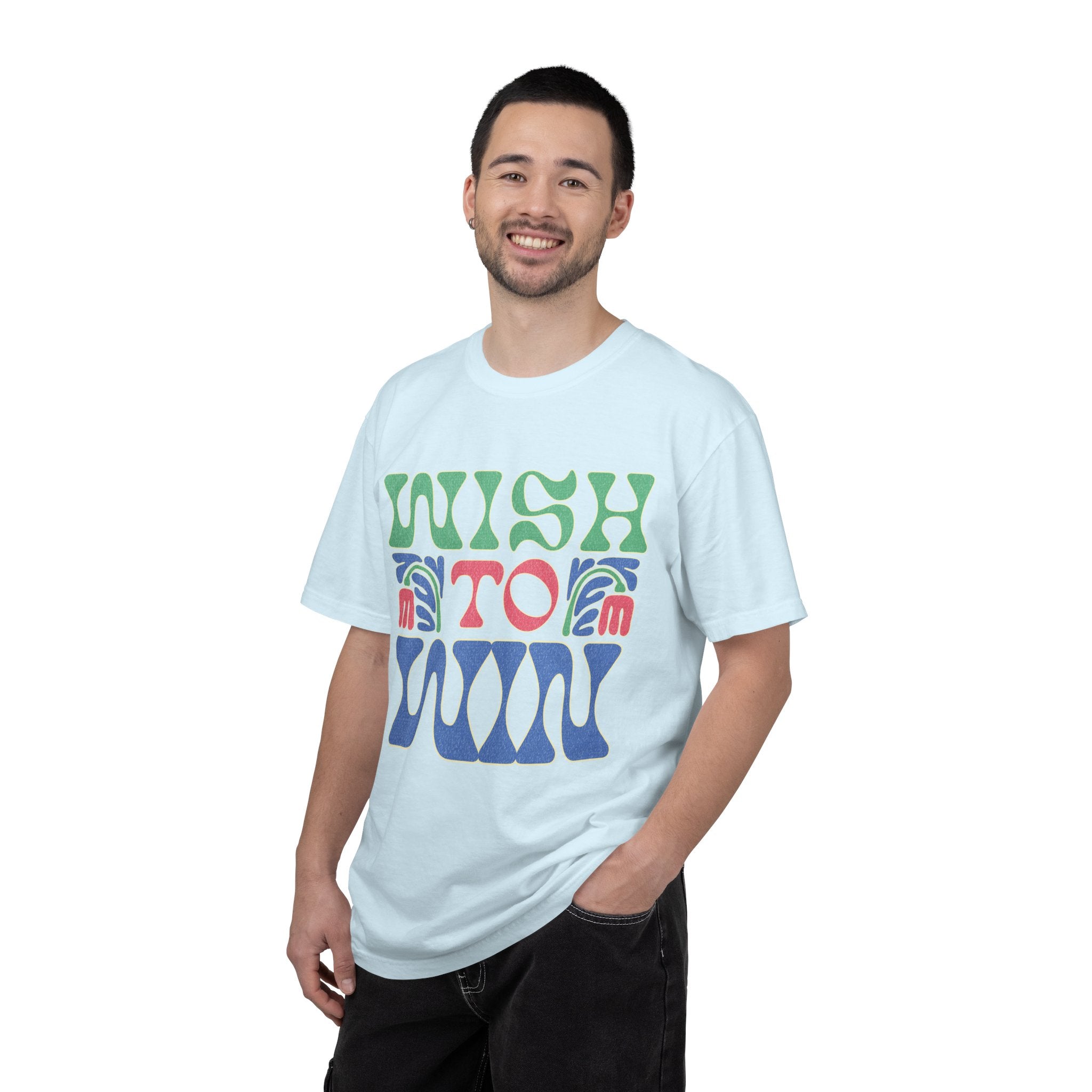 Wish to Win T-shirt |Textured Retro Psychedelic Lettering