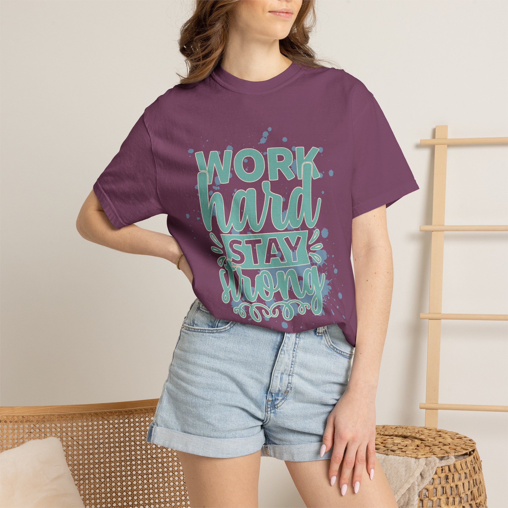 Work Hard Stay Strong Textured T-Shirt — Motivational Graphic Tee