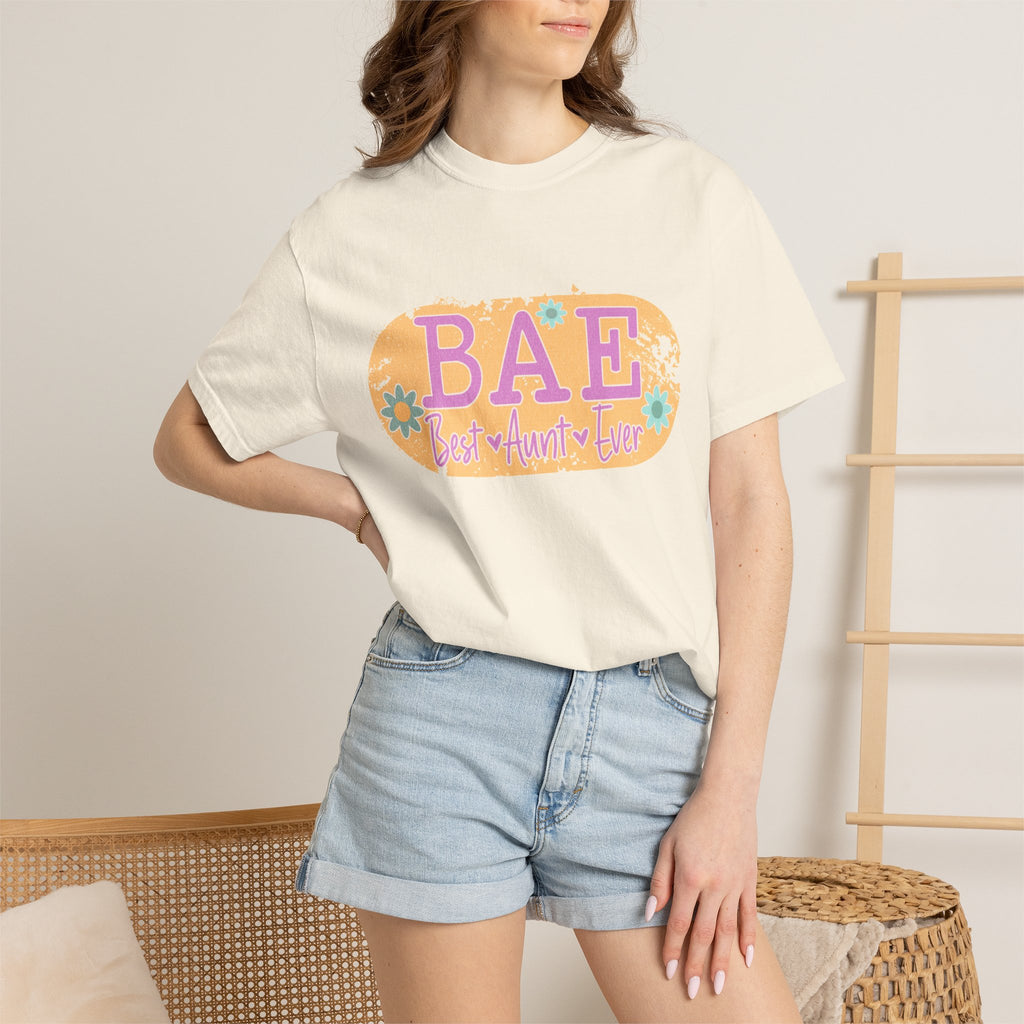 BAE Best Aunt Ever Textured T-Shirt — Floral Retro Graphic Tee for Cool Aunts