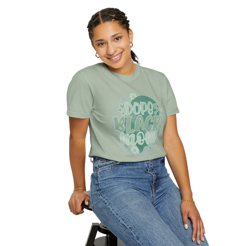 Dope Black Mom Textured T-Shirt — Retro Floral 'Dope Black Mom' Graphic Tee