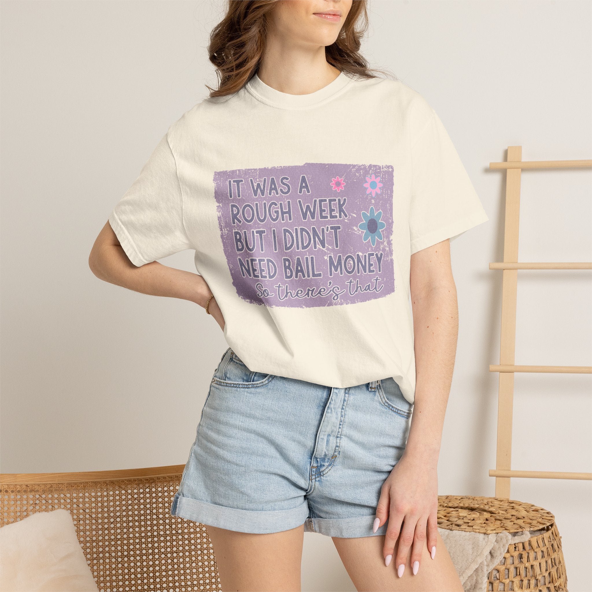 Textured Graphic T-Shirt — "Sarcastic Retro Rough Week Shirt  " Retro Floral Tee