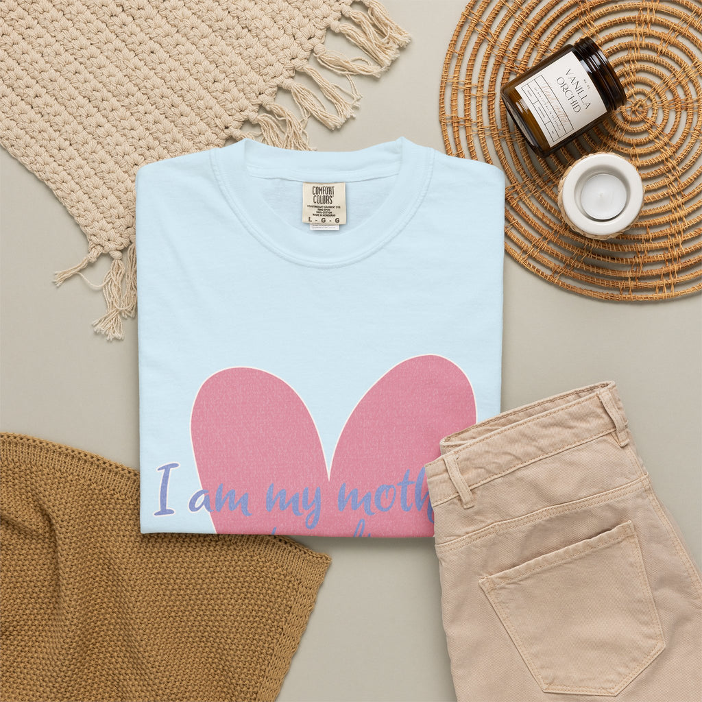 I Am My Mother's Daughter Textured T-Shirt — Pink Heart Mother's Day Tee