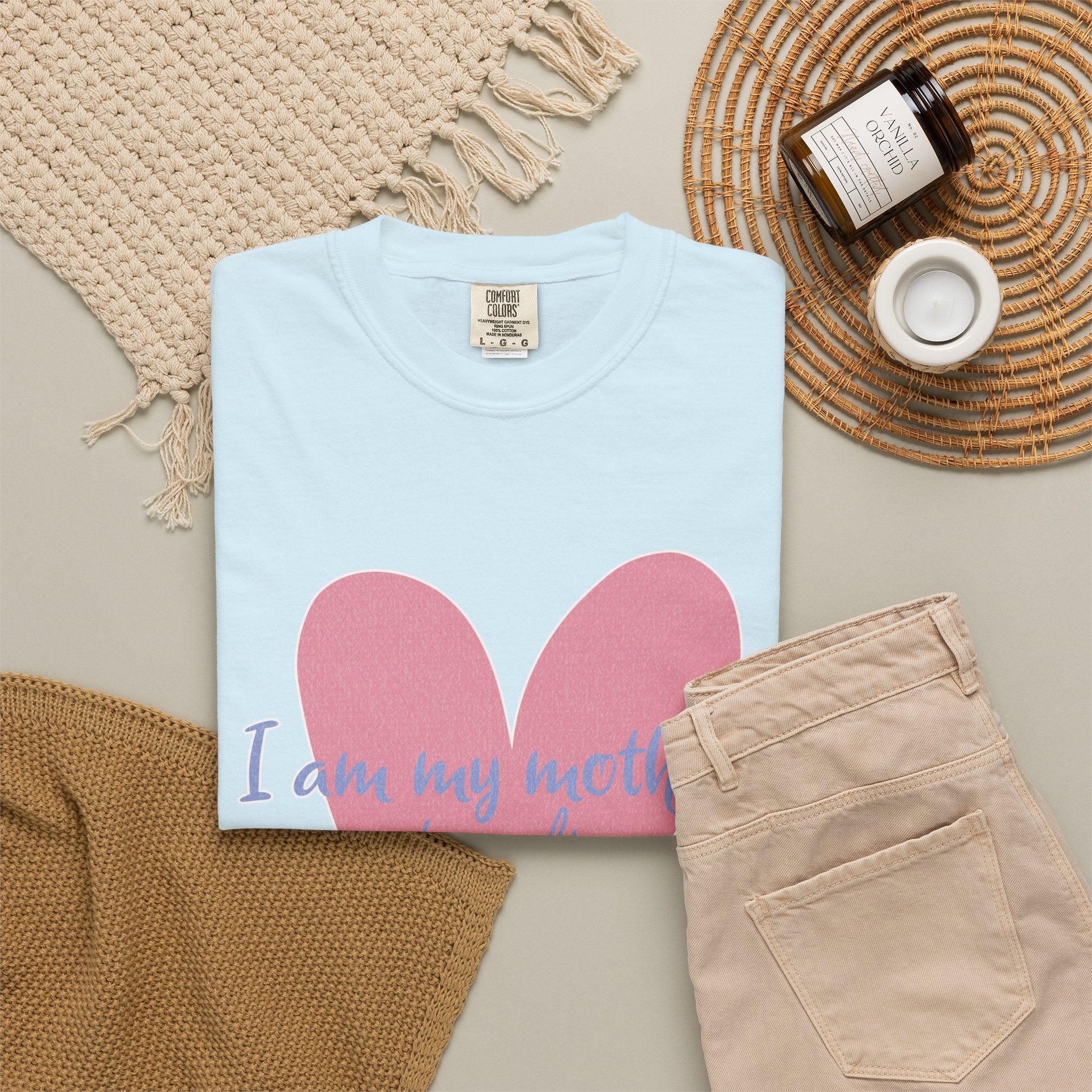 I Am My Mother's Daughter Textured T-Shirt — Pink Heart Mother's Day Tee