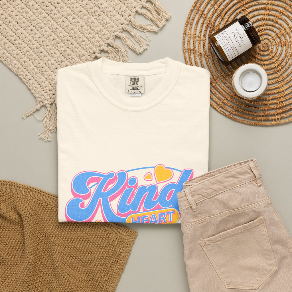 Textured Kind Heart T-Shirt — Retro Script Hearts Tee