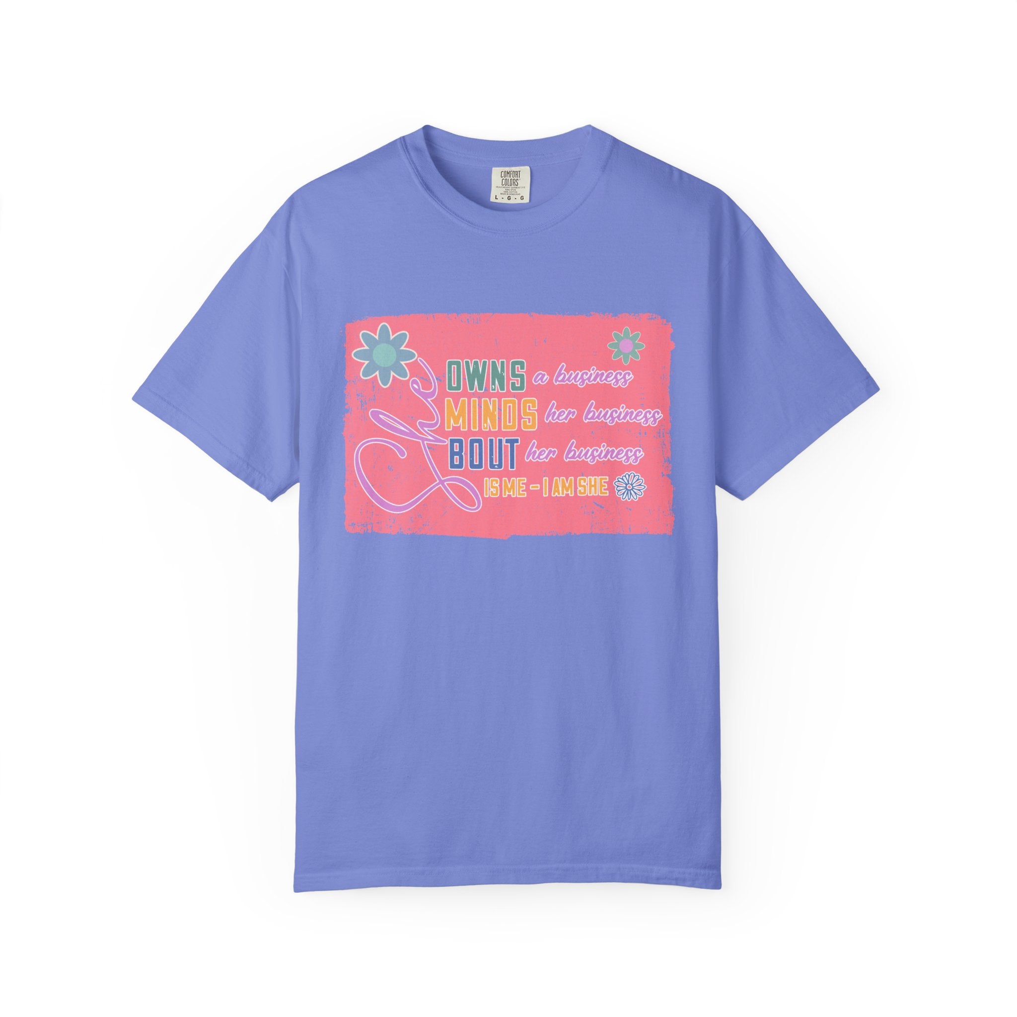 Textured She Owns Minds Her Business T-Shirt —  Floral Retro Design