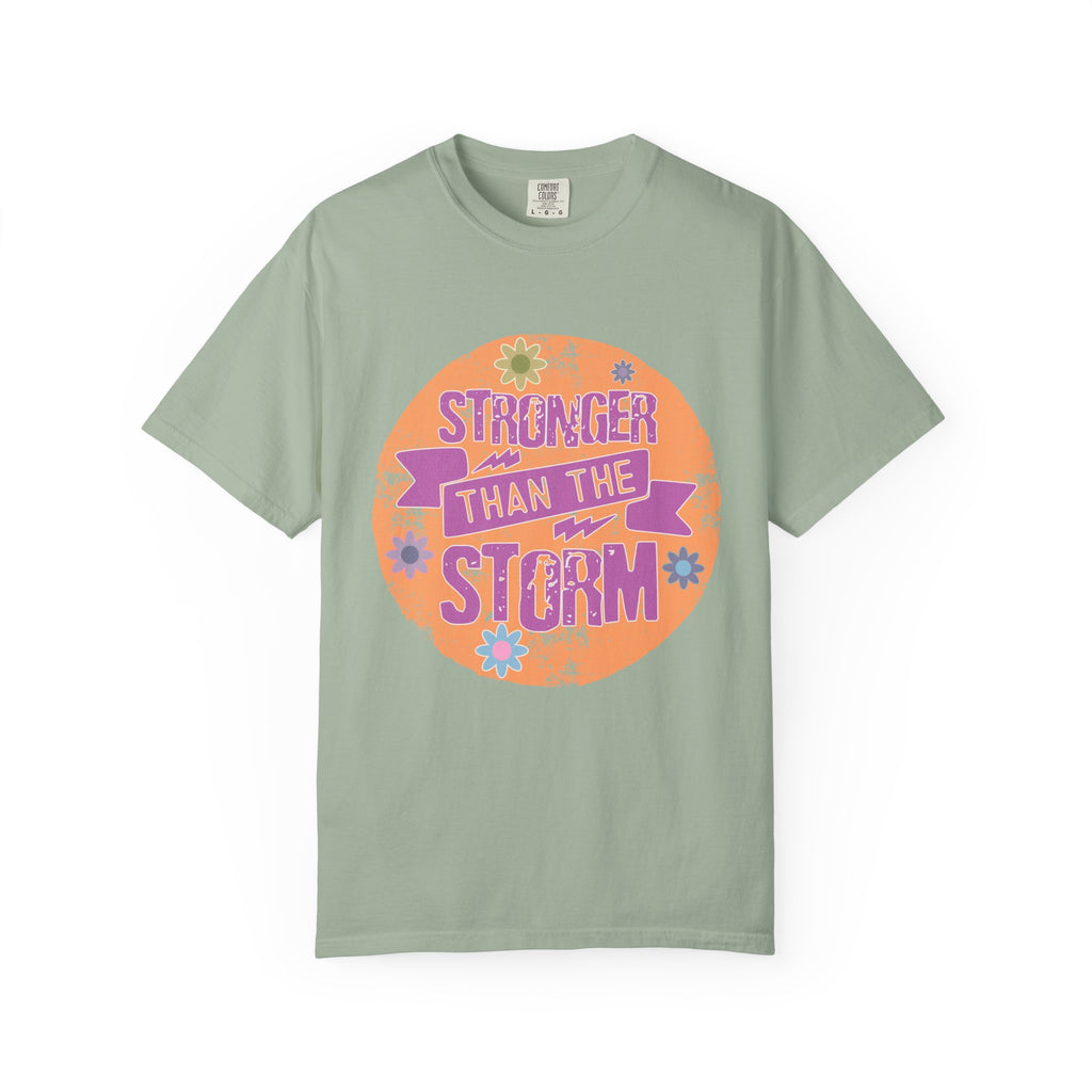 Textured Stronger Than the Storm T-Shirt — Inspirational Floral Graphic Tee