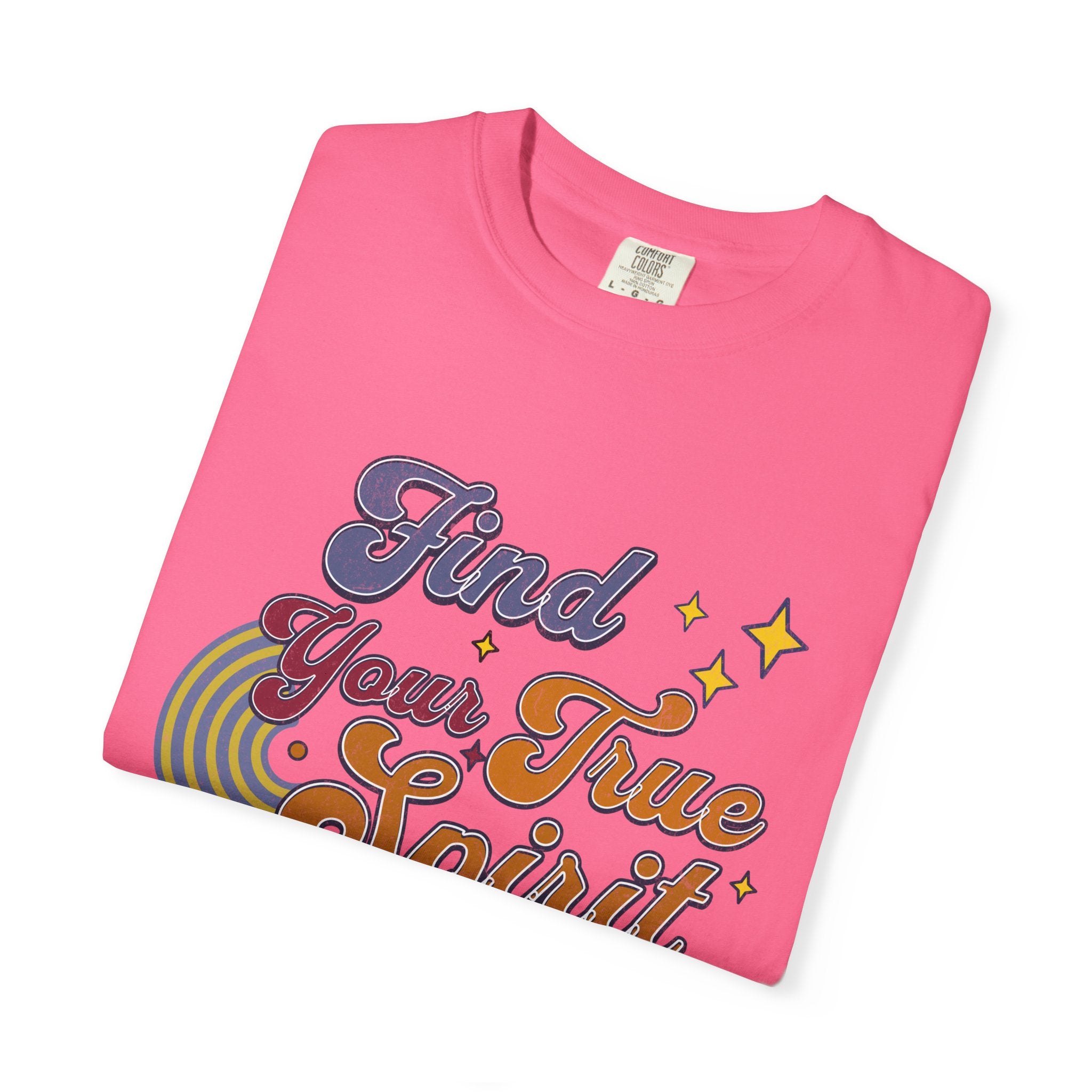 Textured Find Your True Spirit T-Shirt — Retro Rainbow Typography Tee