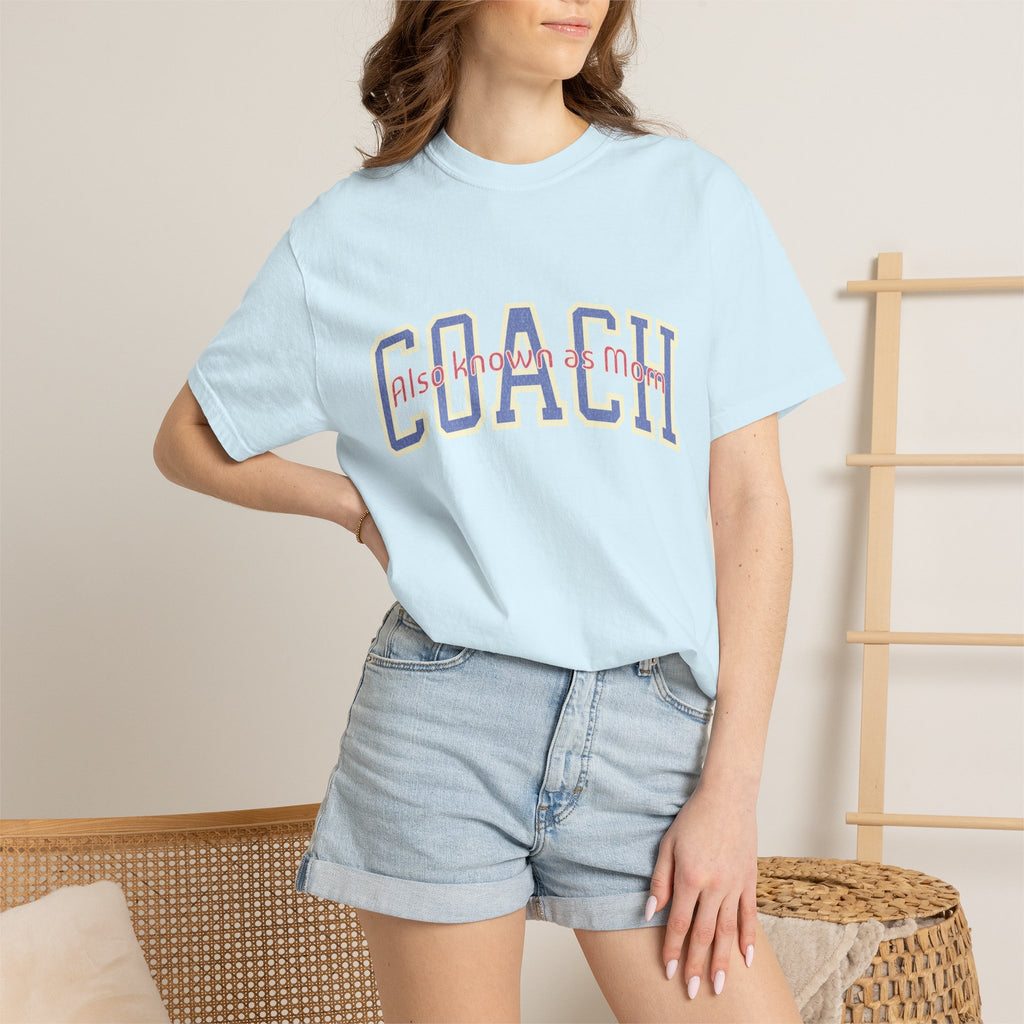 Coach Also Known As Mom — Textured Collegiate Style Tee
