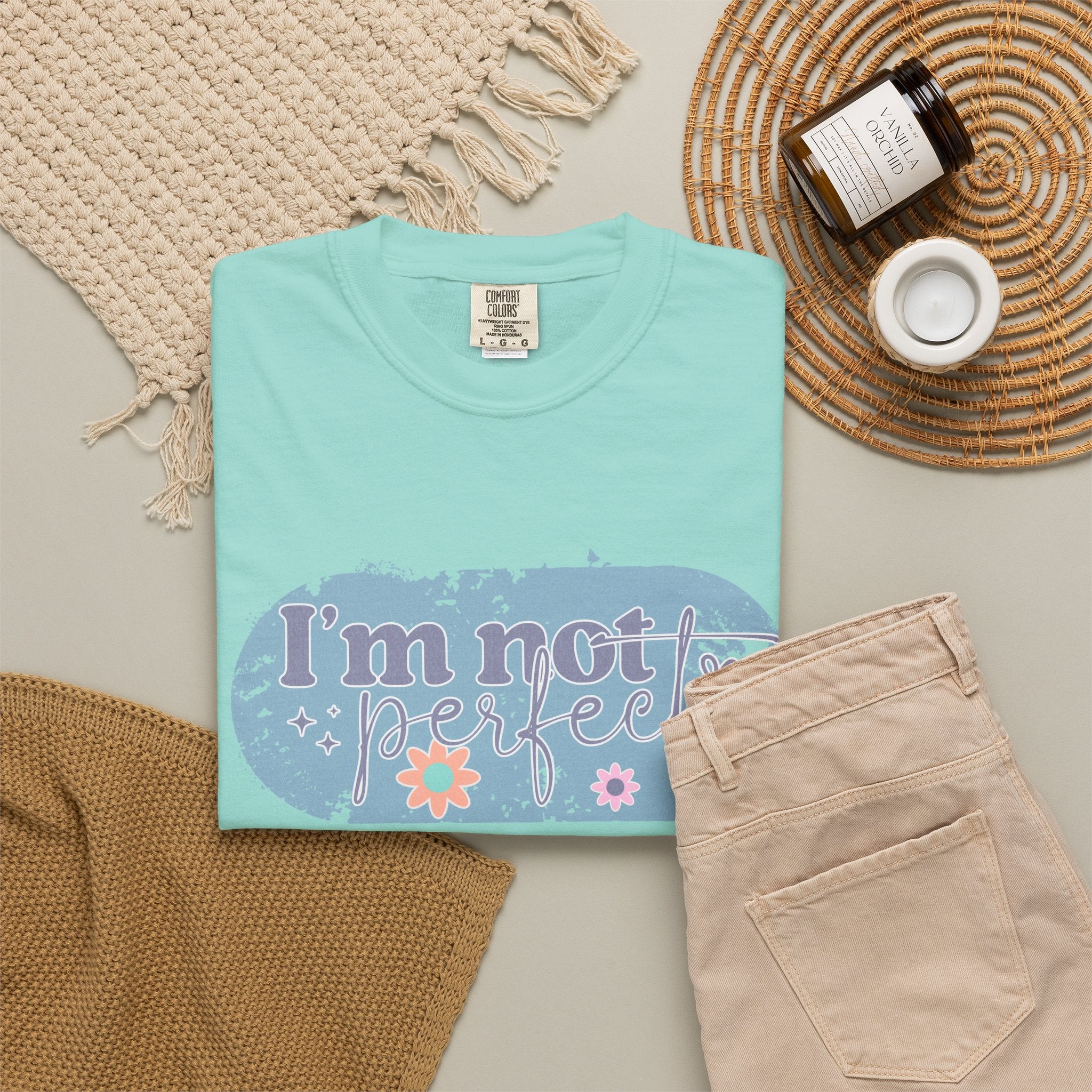 I'm Not Perfect Textured T-Shirt — Retro Floral Lazy Day Tee