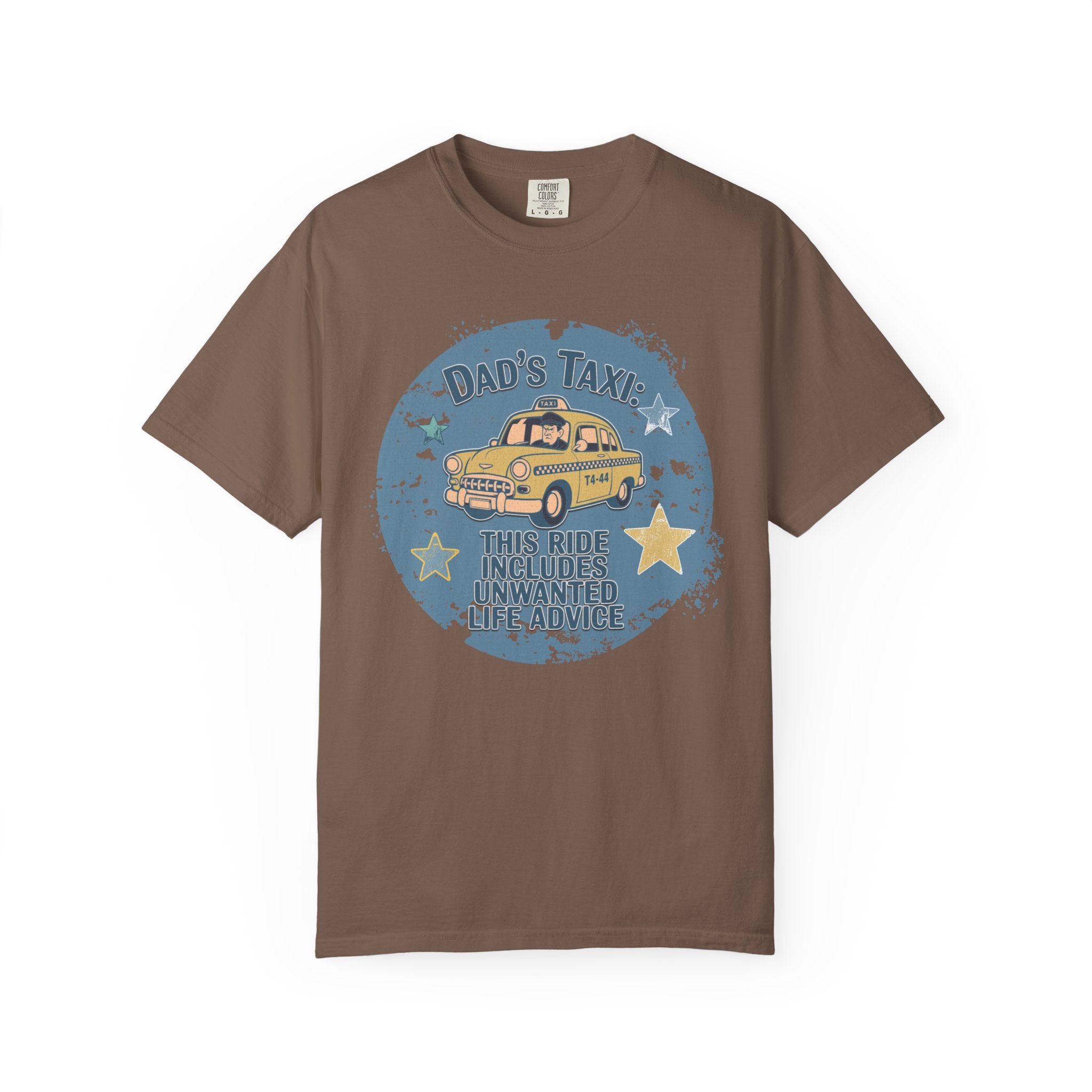 Textured Dad’s Taxi Graphic T-Shirt — “This Ride Includes Unwanted Detours” Vintage Family Humor Tee