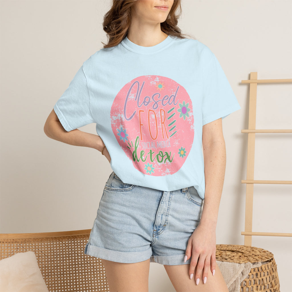 Closed For Detox Textured T‑Shirt — Cute Floral Wellness Tee