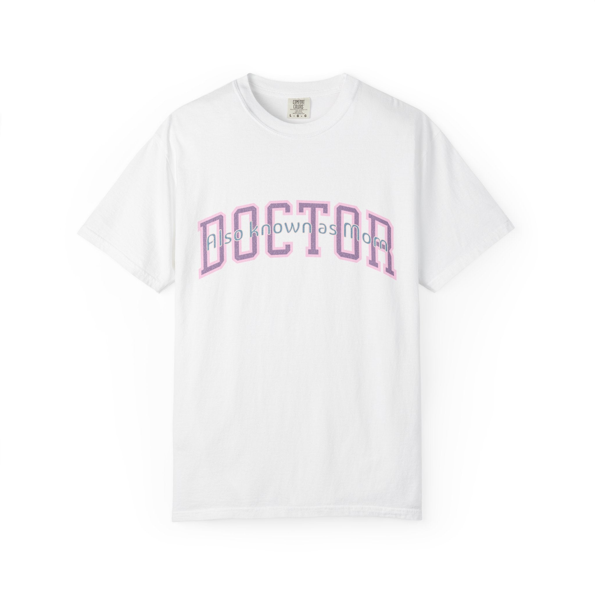 Doctor Also Known As Mom Textured T-Shirt — Retro Shadow Collegiate Medical Tee
