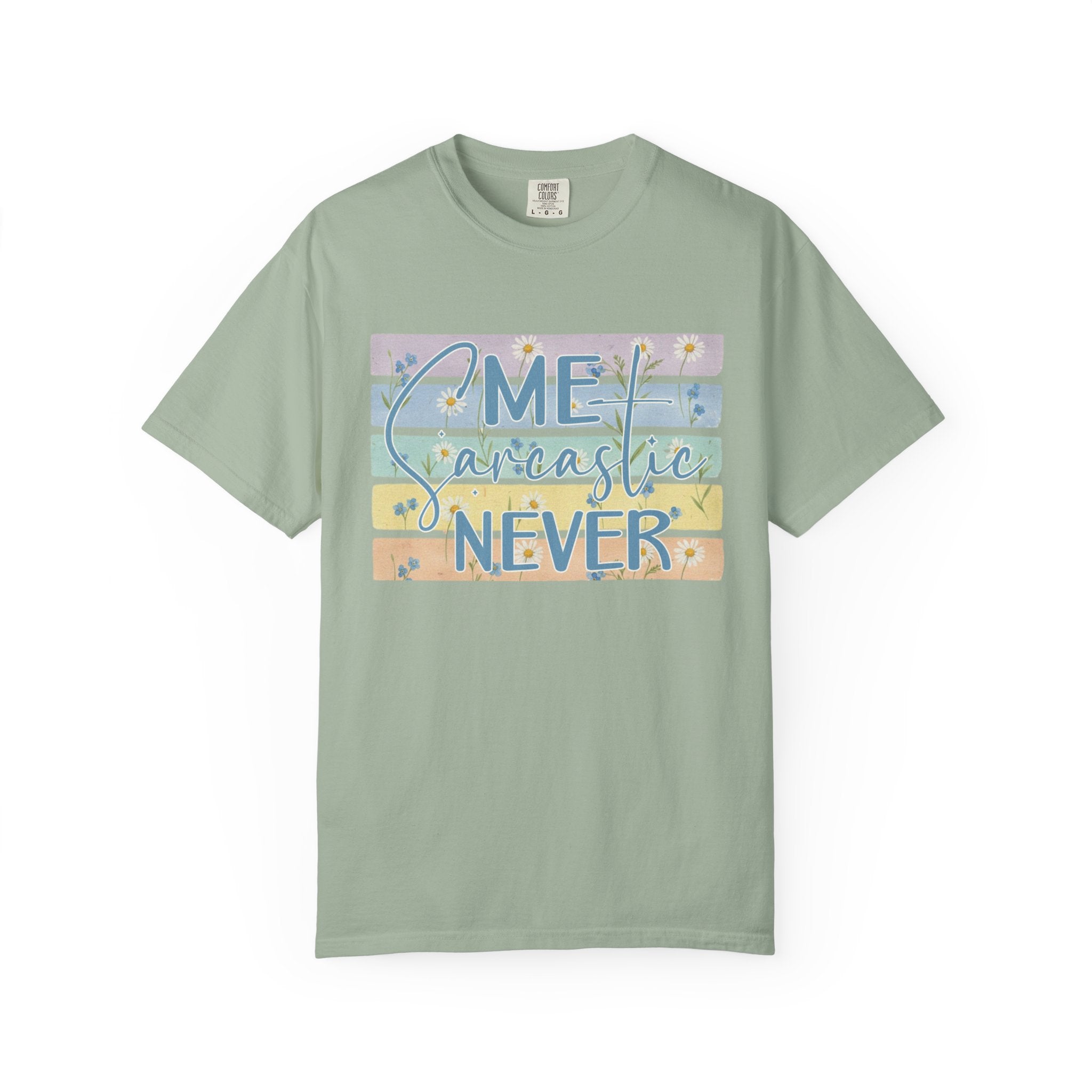 Textured Me Sarcastic Never T‑Shirt — Funny Retro Pastel Striped Tee for Sarcasm Lovers
