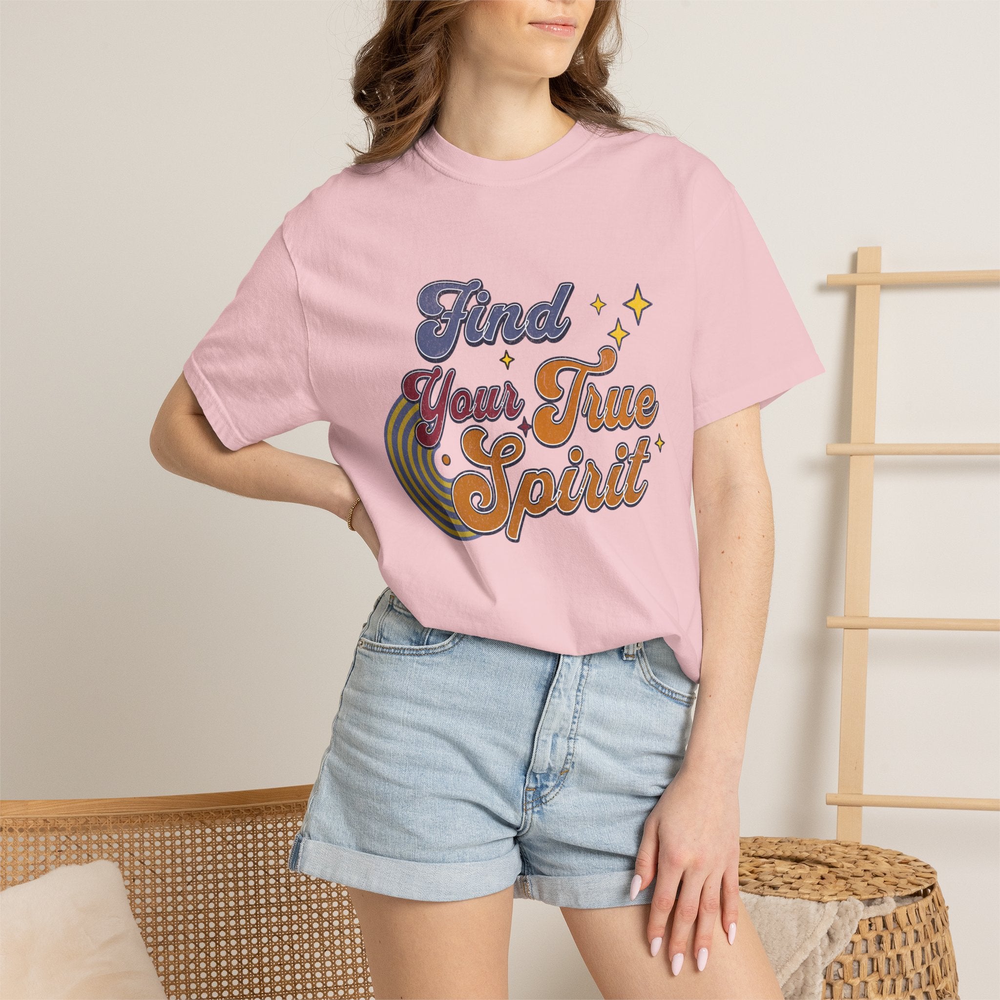 Textured Find Your True Spirit T-Shirt — Retro Rainbow Typography Tee