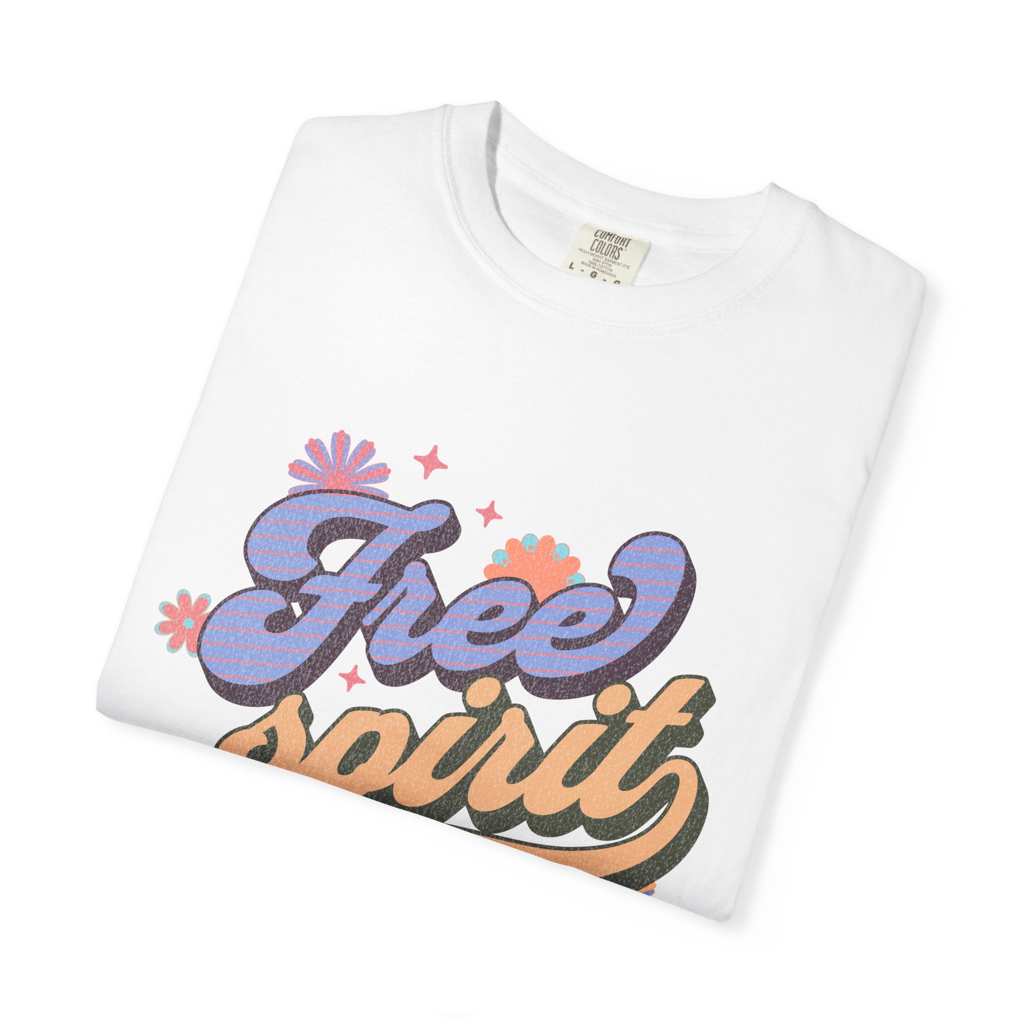Textured Free Spirit T-Shirt — Retro Hand-Lettered Graphic Tee