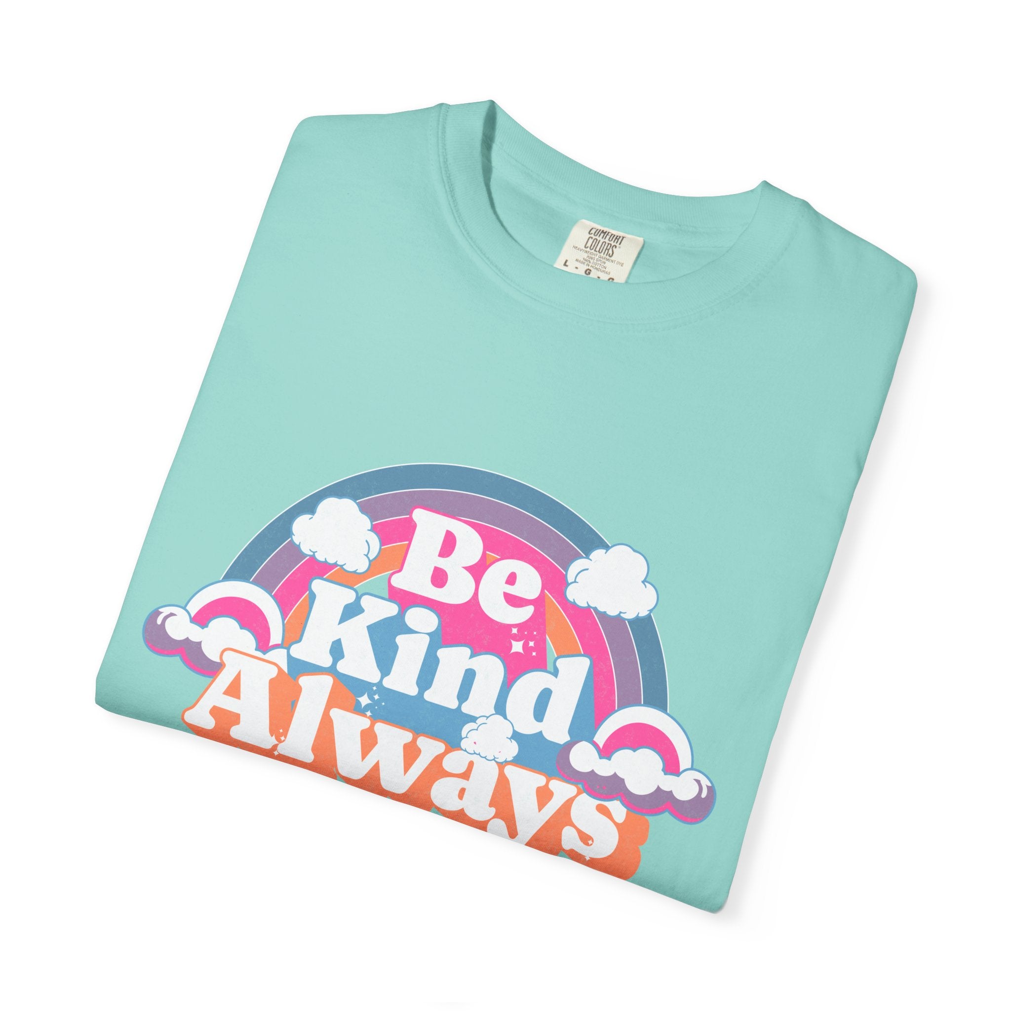 Be Kind Always Textured T-Shirt — Retro Rainbow Graphic Tee
