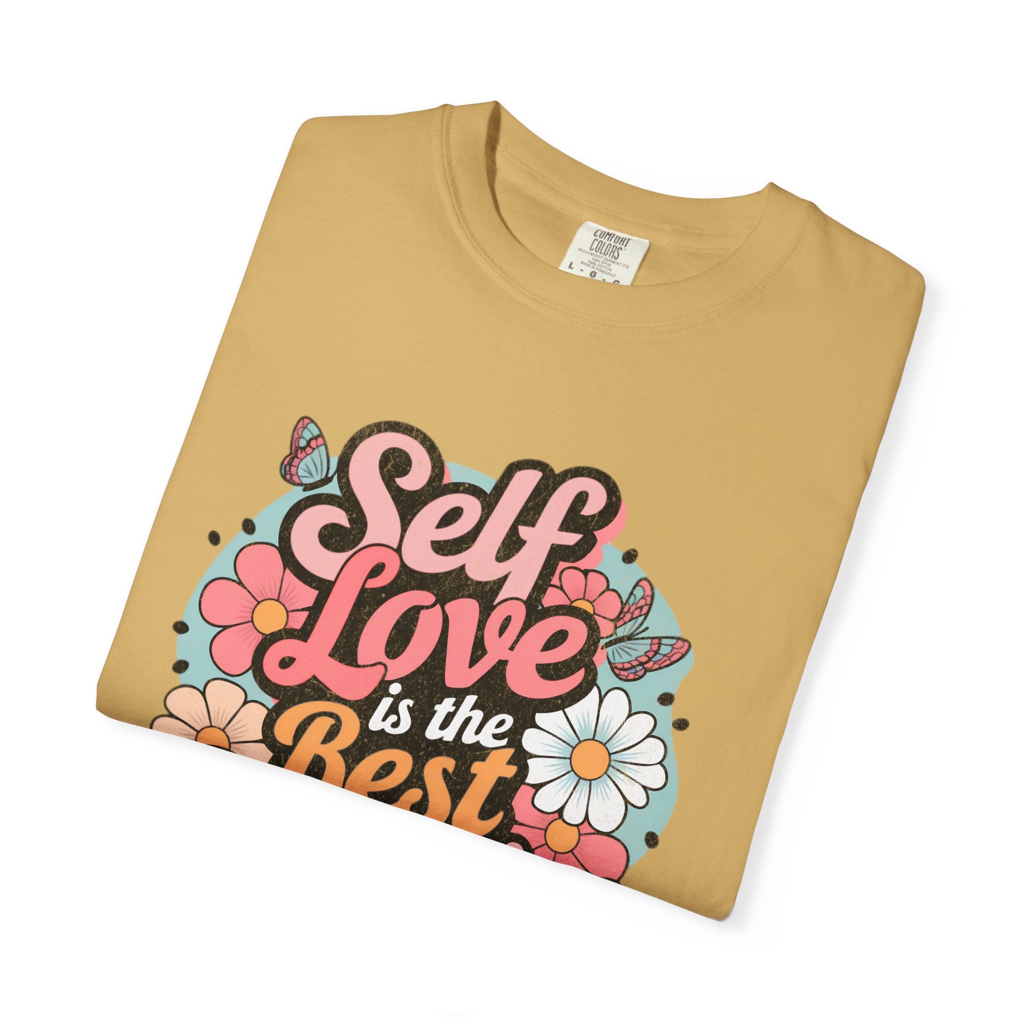 Self Love is the Best Medicine T-Shirt |Textured Floral Script Mental Health Design