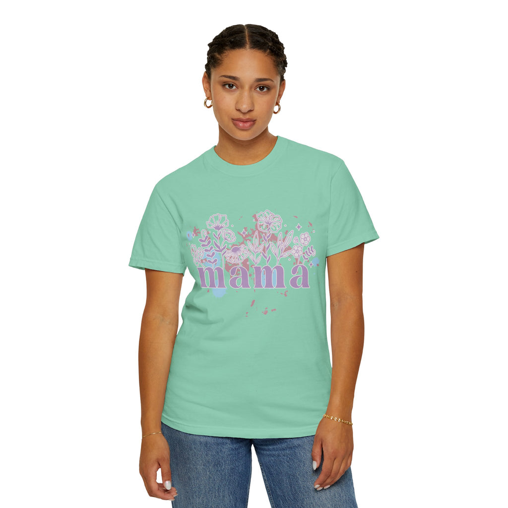 Mama Floral Splash Textured Tee — Pastel Garden Mother's Day T-Shirt
