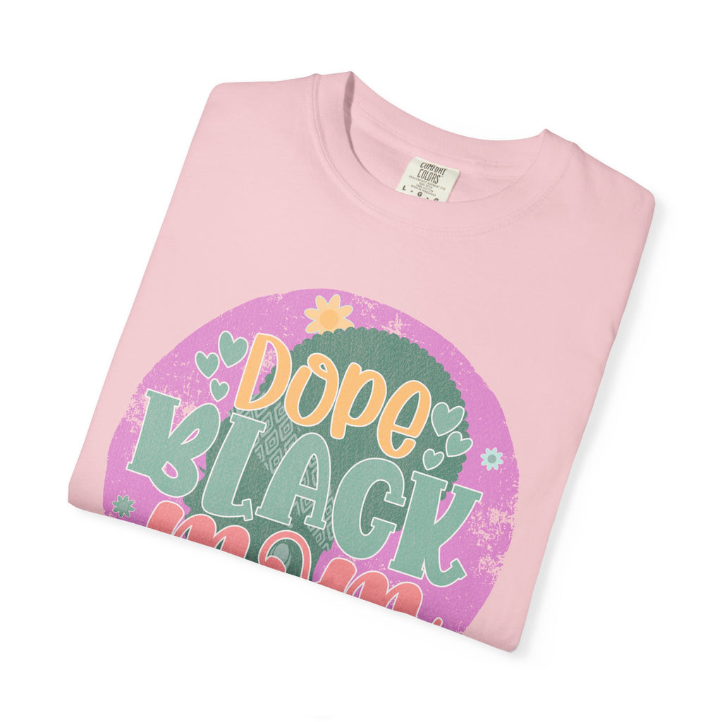 Dope Black Mom Textured T-Shirt — Retro Floral Pride Tee for Black Moms
