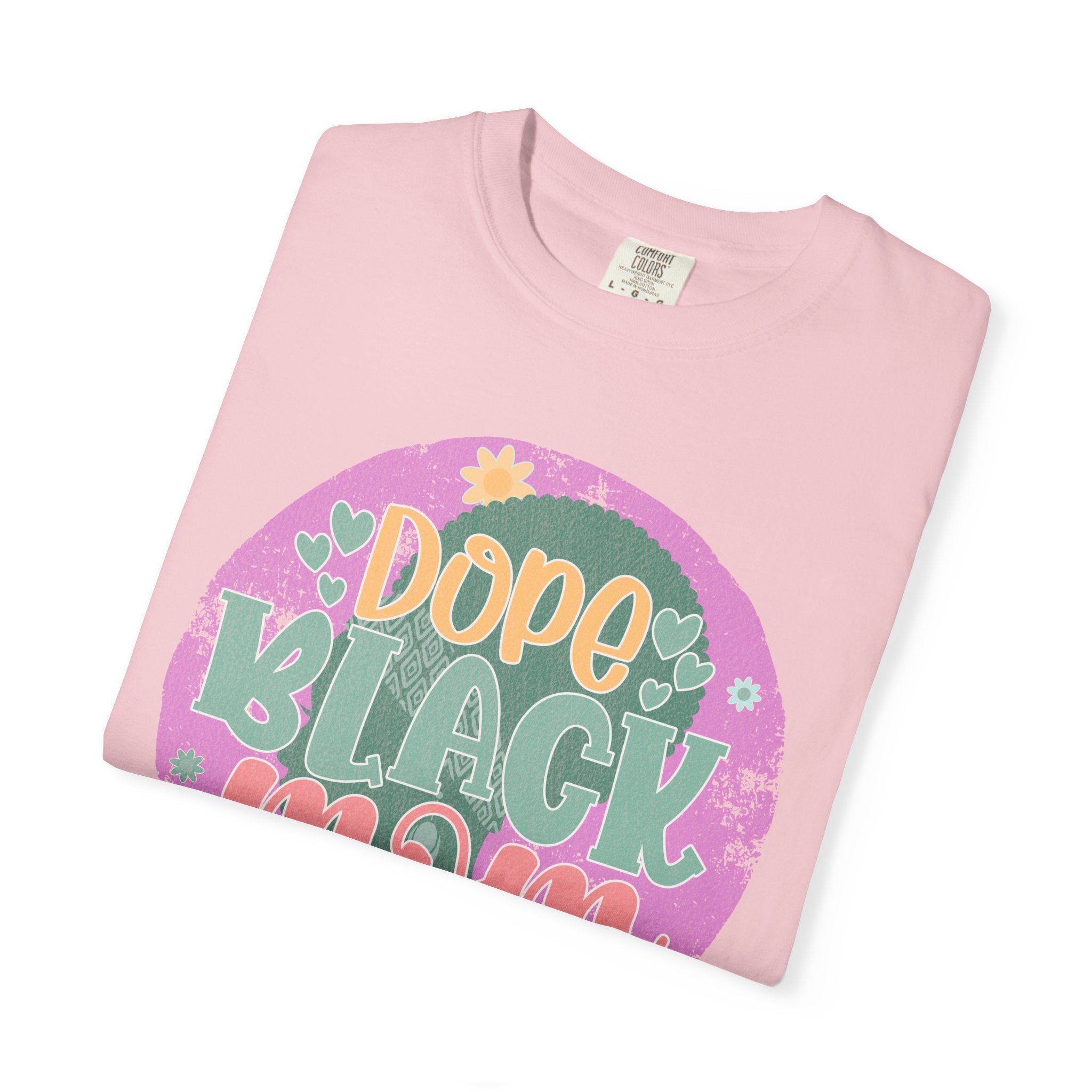 Dope Black Mom Textured T-Shirt — Retro Floral Pride Tee for Black Moms