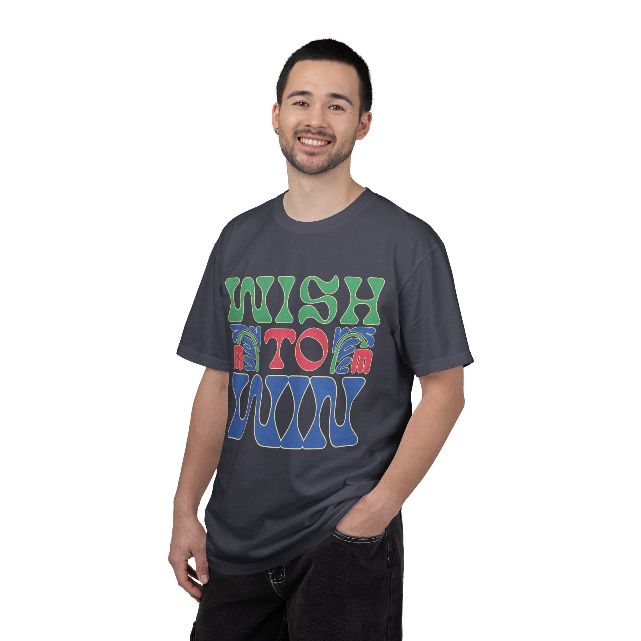 Wish to Win T-shirt |Textured Retro Psychedelic Lettering